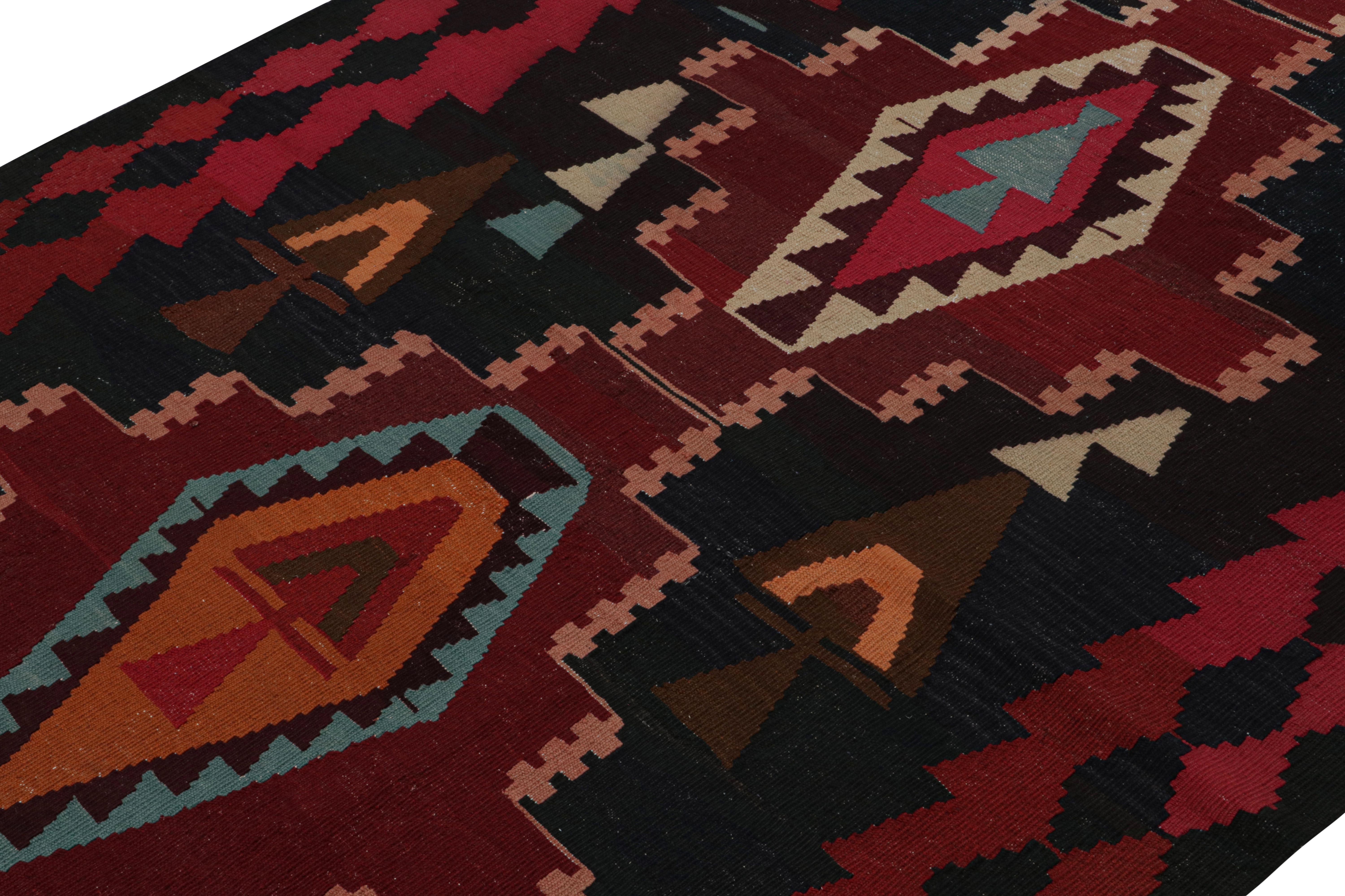 Afghan Vintage Persian Kilim with Red Medallions on a Blue Field, from Rug & Kilim For Sale