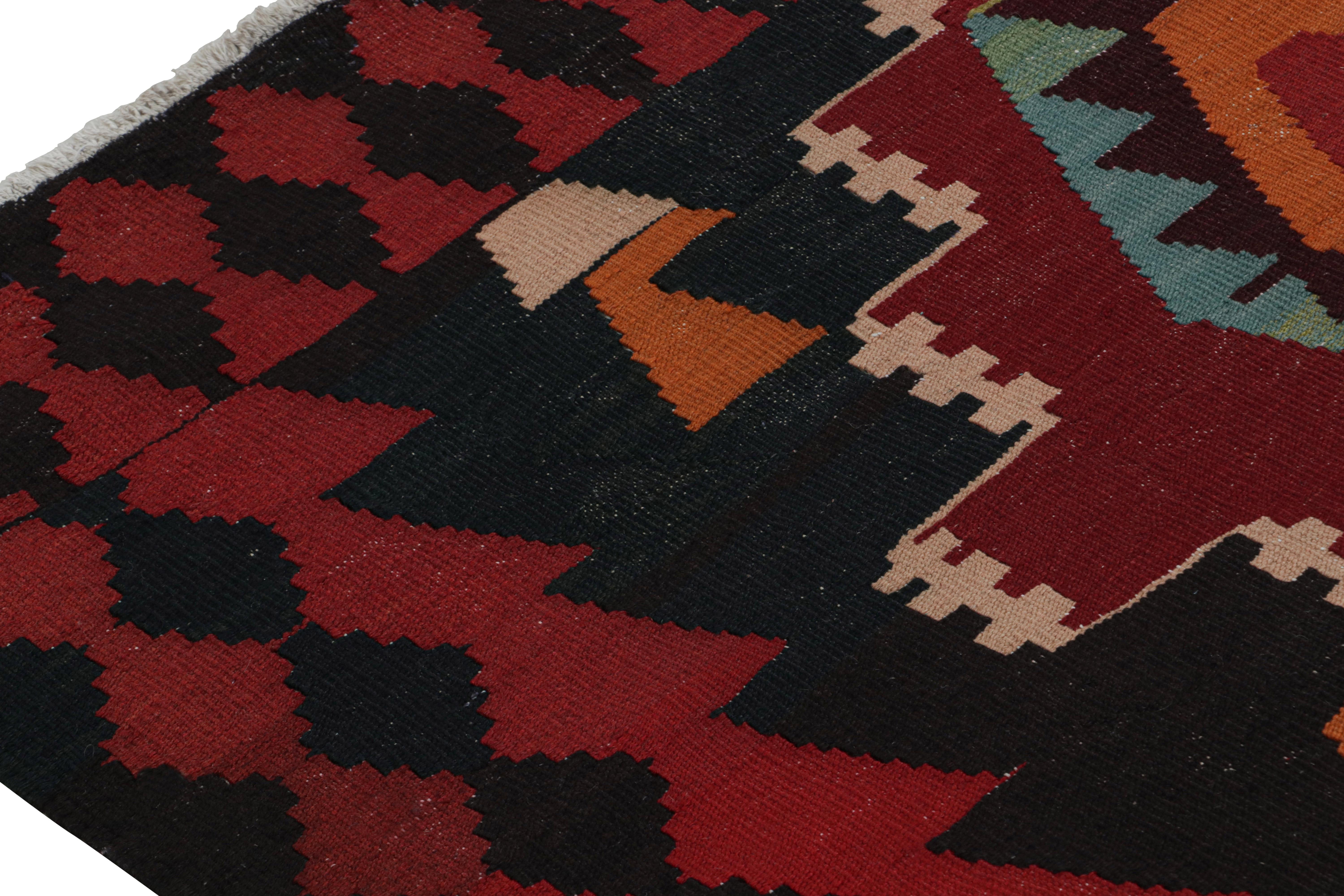 Hand-Woven Vintage Persian Kilim with Red Medallions on a Blue Field, from Rug & Kilim For Sale