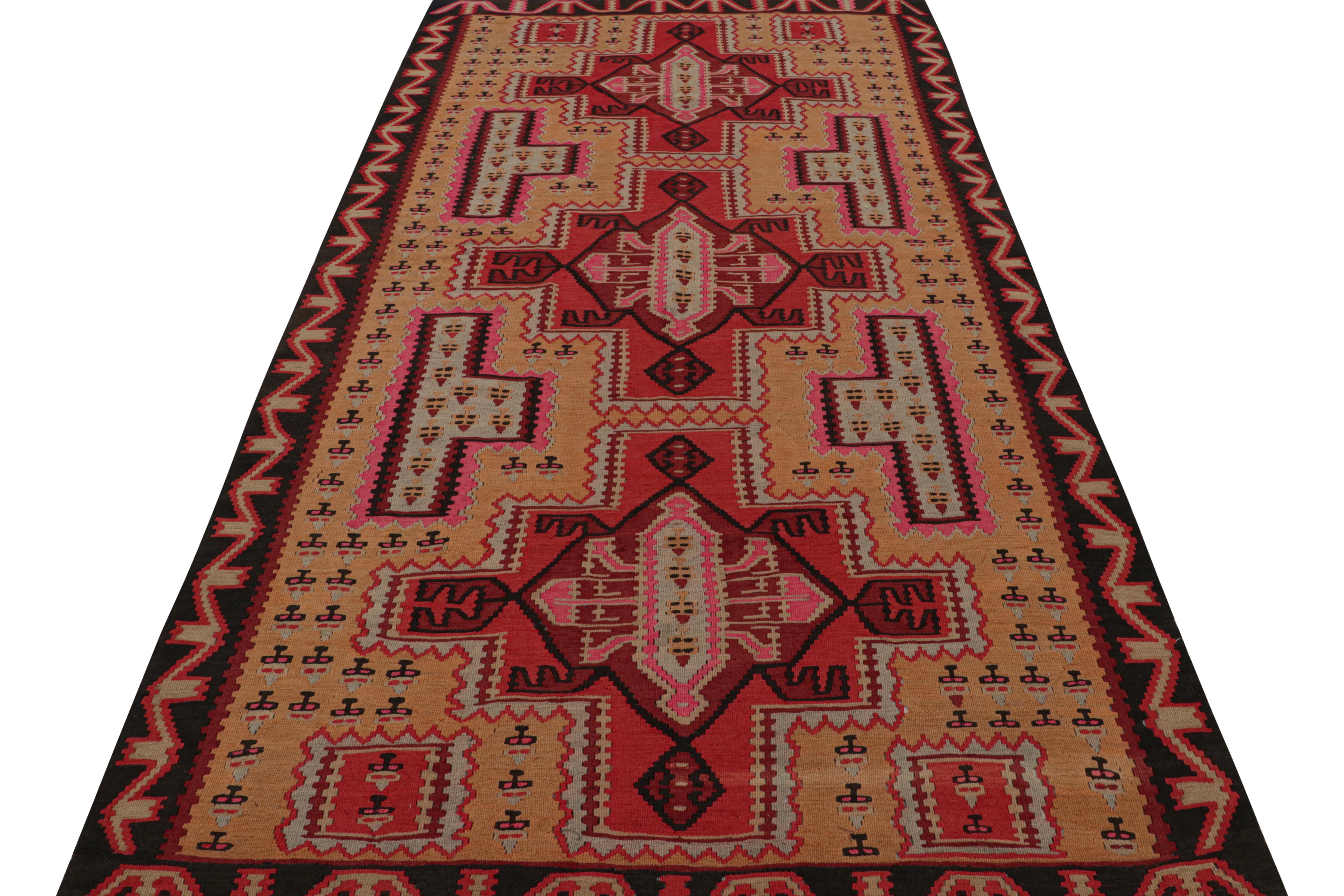 Tribal Vintage Persian Kilim with Red Medallions on a Gold Field, from Rug & Kilim For Sale
