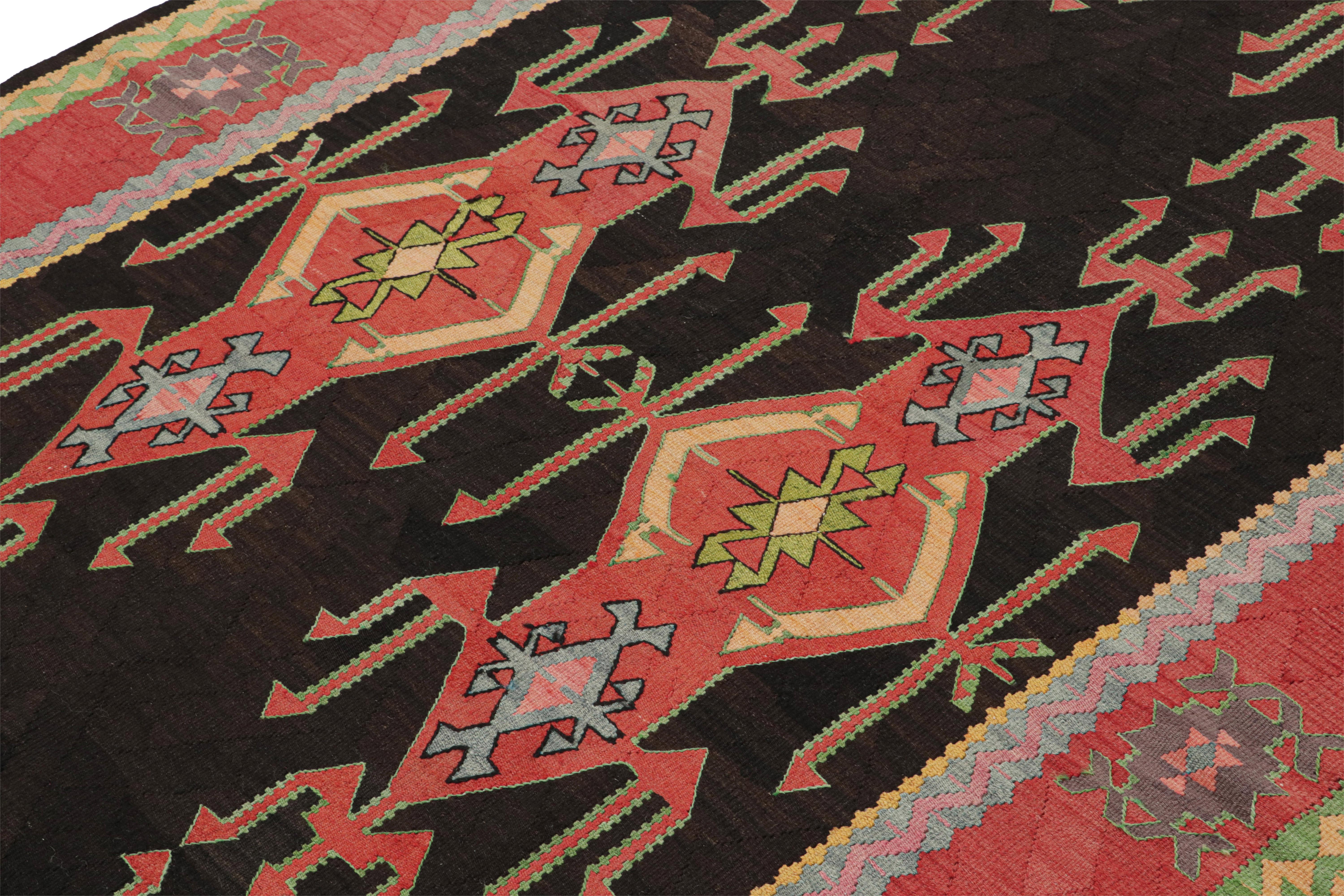 Afghan Vintage Persian Kilim with Red Patterns on a Black Field, from Rug & Kilim For Sale
