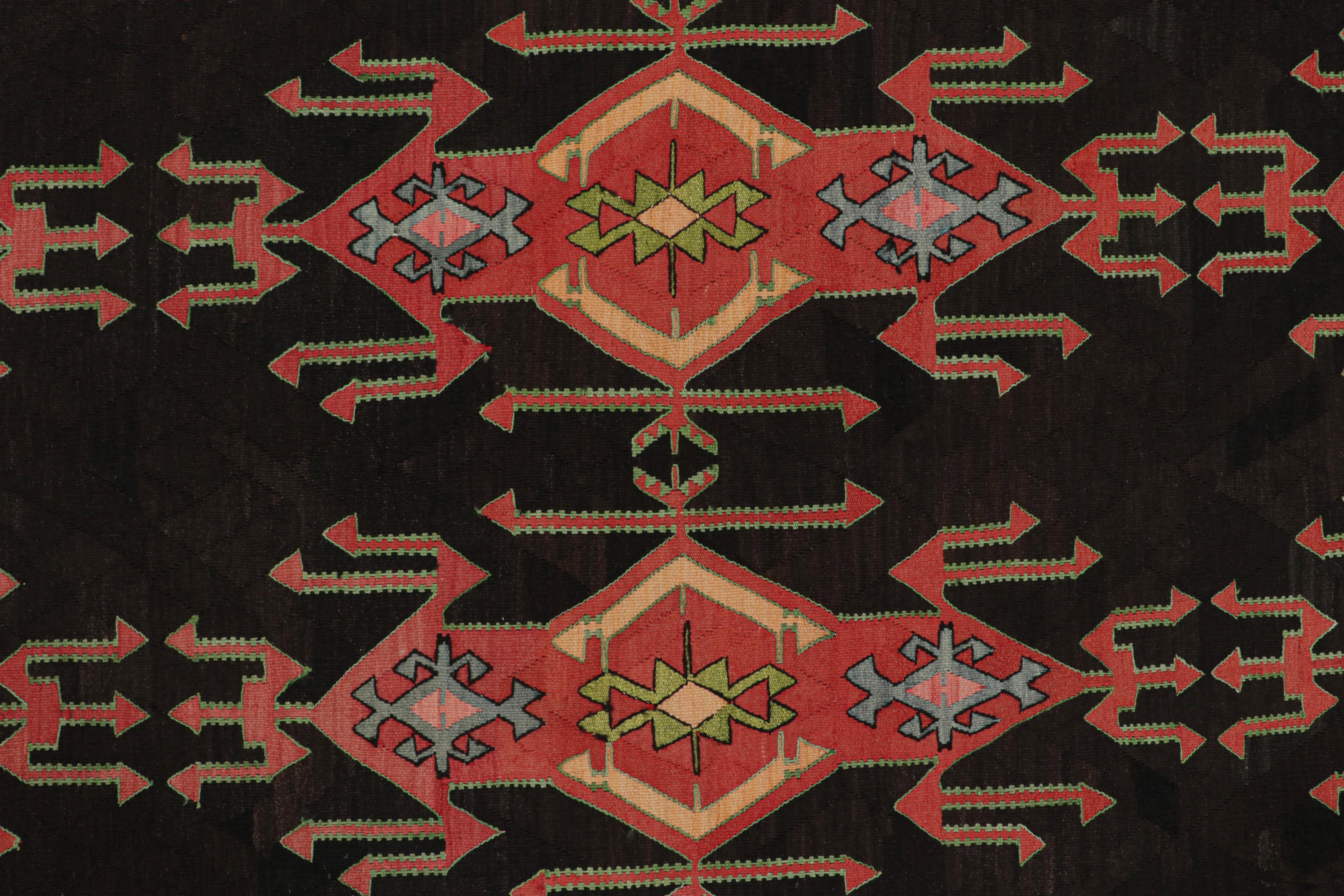Vintage Persian Kilim with Red Patterns on a Black Field, from Rug & Kilim In Good Condition For Sale In Long Island City, NY