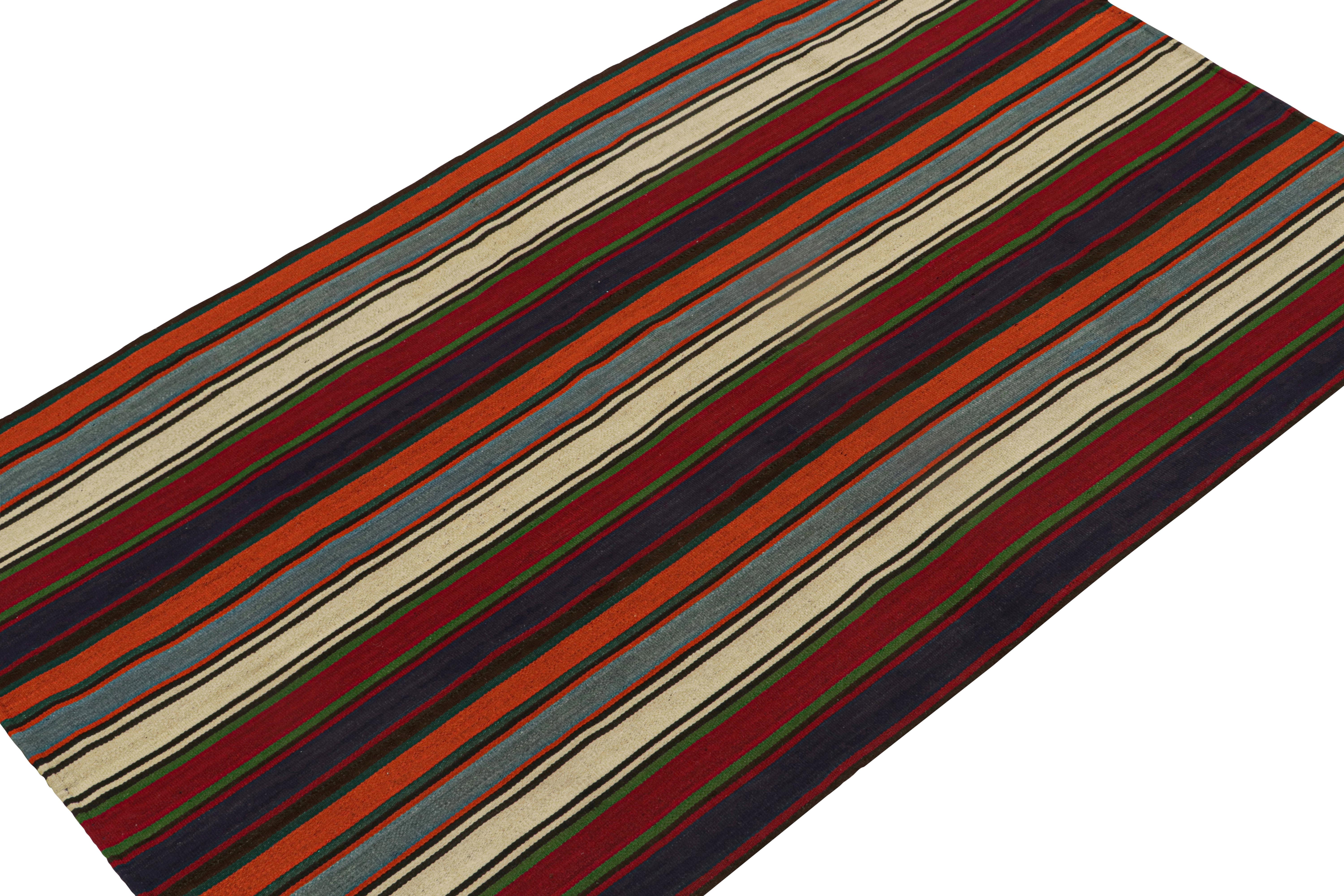 Tribal Vintage Persian Kilim with Vibrant Polychromatic Stripes by Rug & Kilim For Sale