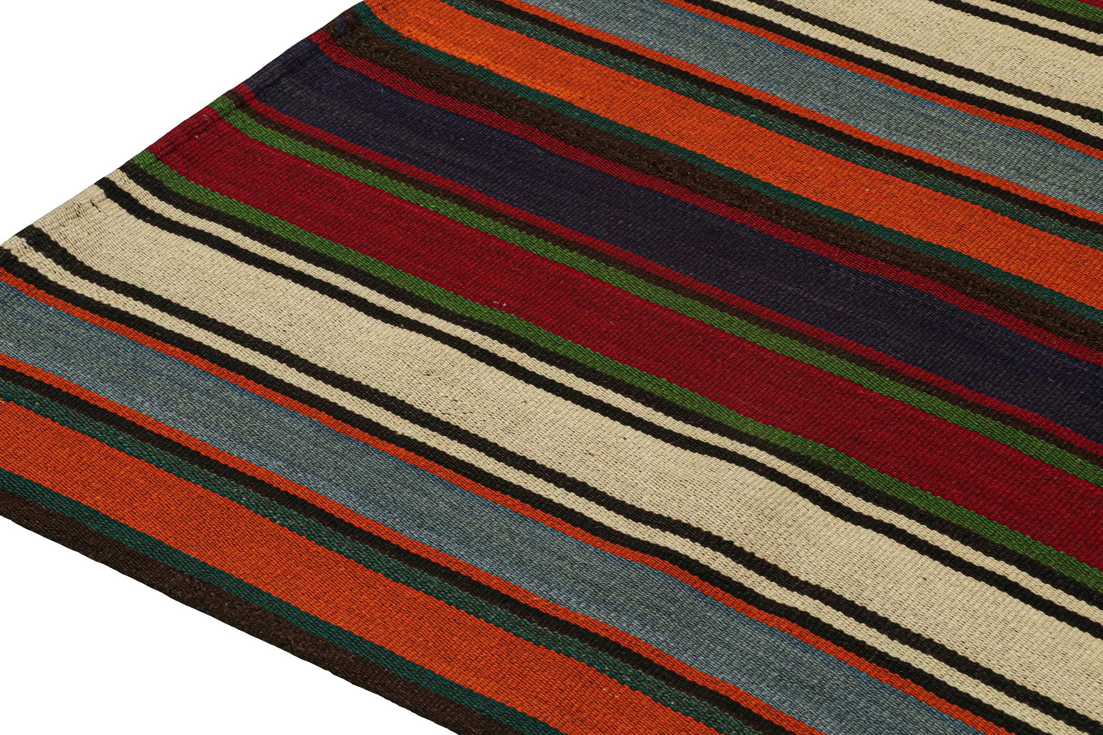 Vintage Persian Kilim with Vibrant Polychromatic Stripes by Rug & Kilim In Good Condition For Sale In Long Island City, NY