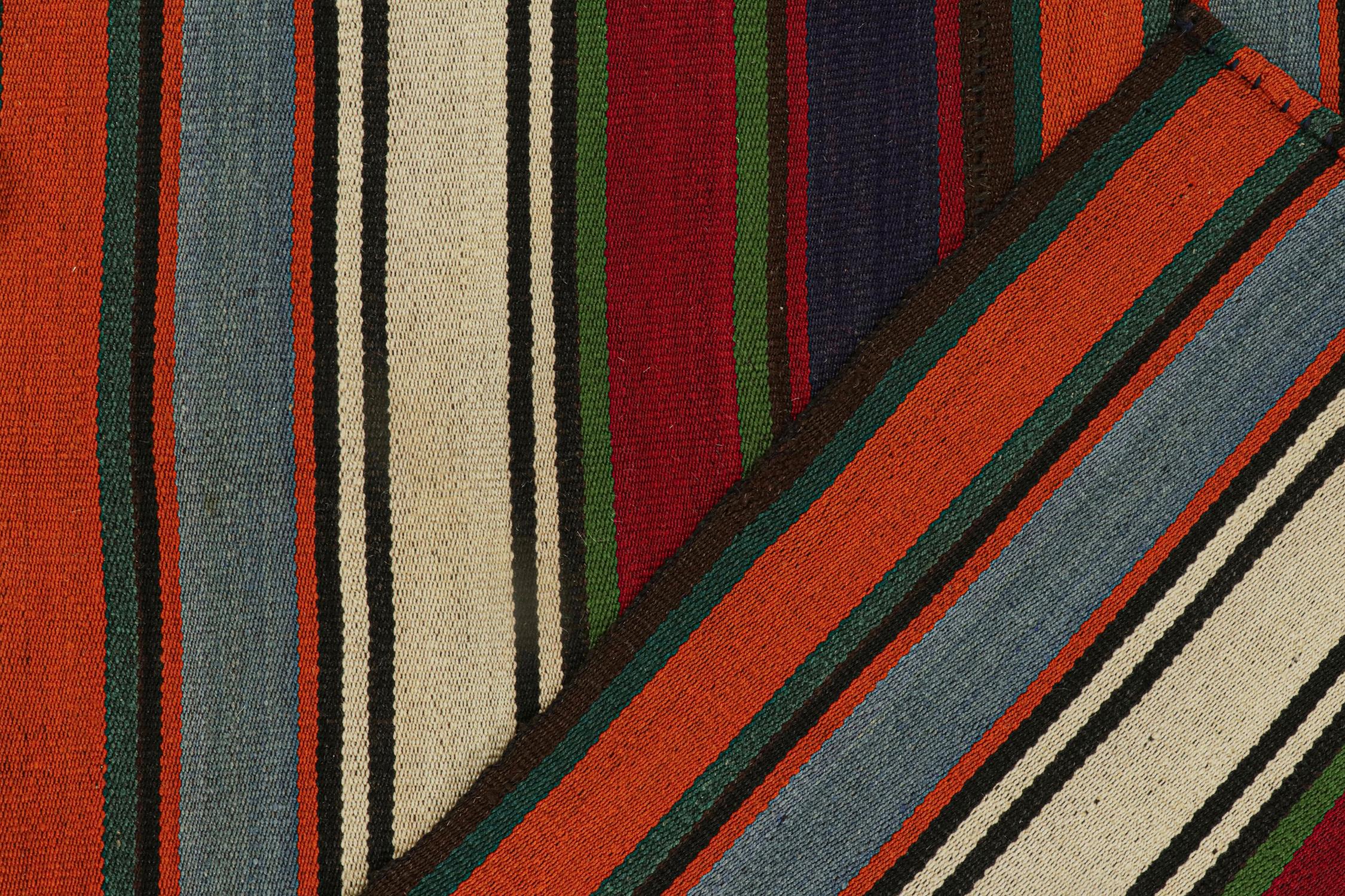 Wool Vintage Persian Kilim with Vibrant Polychromatic Stripes by Rug & Kilim For Sale