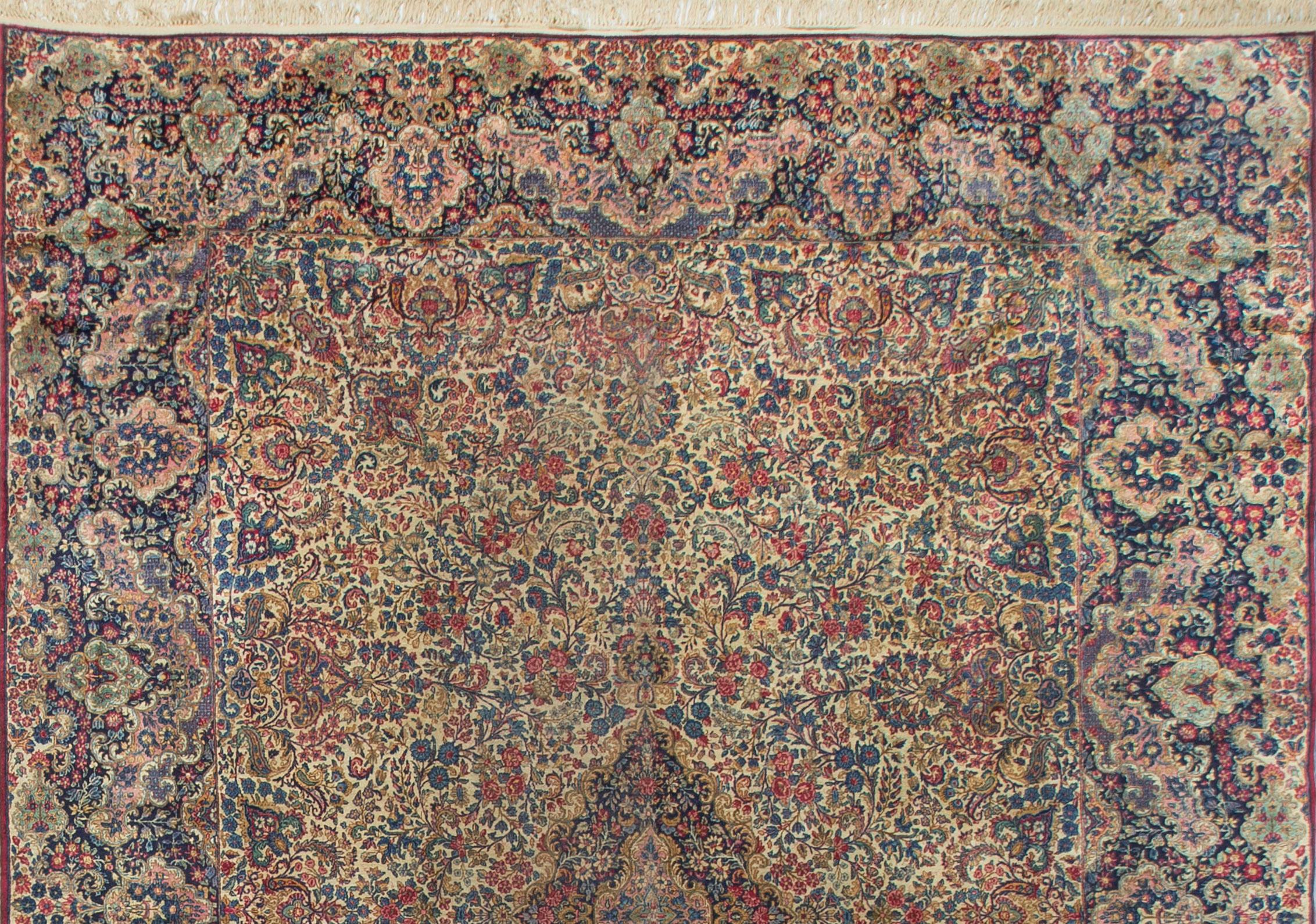 Hand-Woven Vintage Persian Kirman Rug, circa 1920 11'6 x 15'10 For Sale