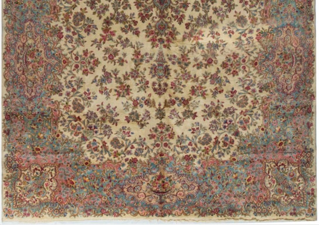 Mid-20th Century Vintage Persian Kirman Rug, 9'7