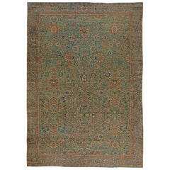 Vintage Persian Kirman Botanic Handmade Wool Rug