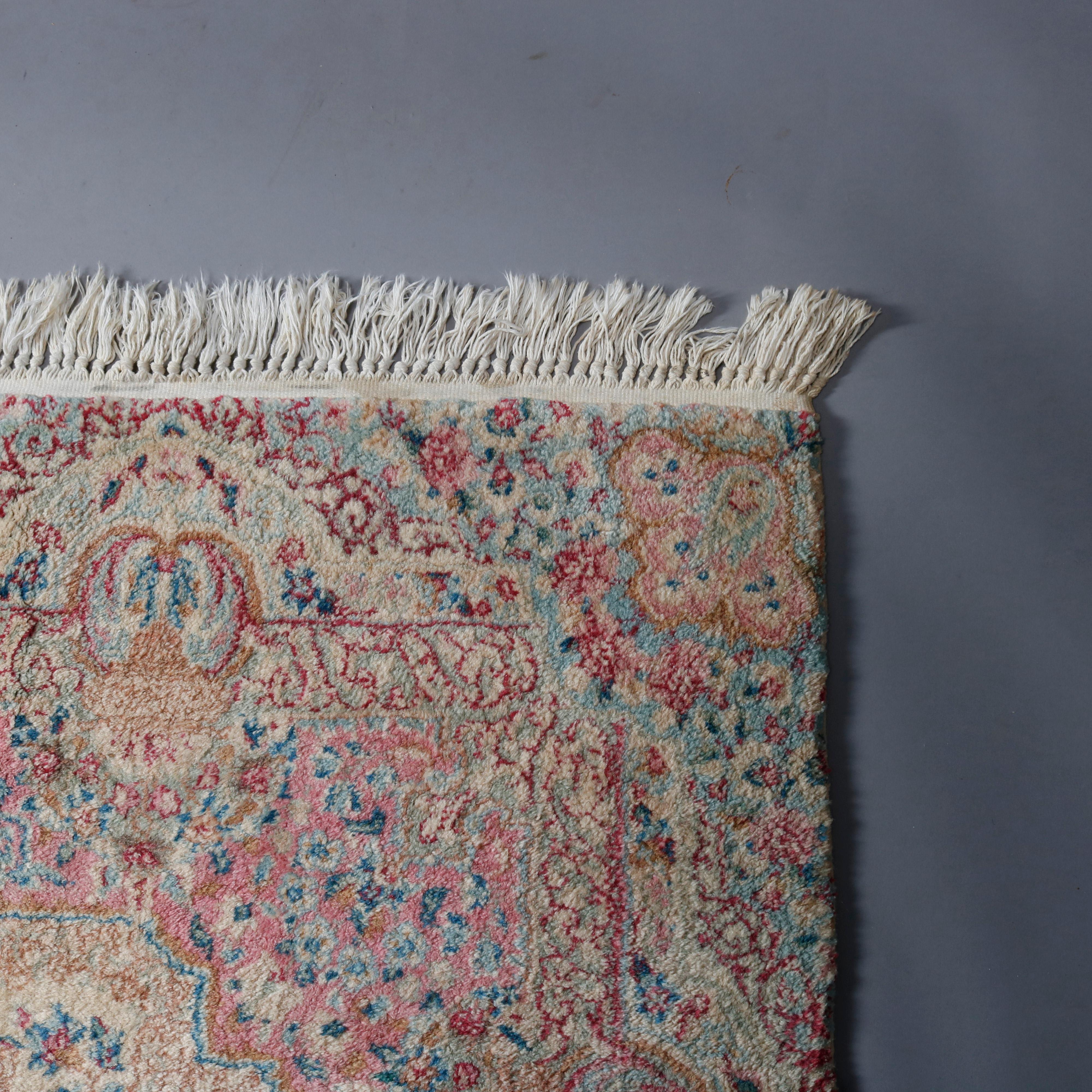 Vintage Persian Kirman Floral Oriental Rug, circa 1950 In Good Condition In Big Flats, NY