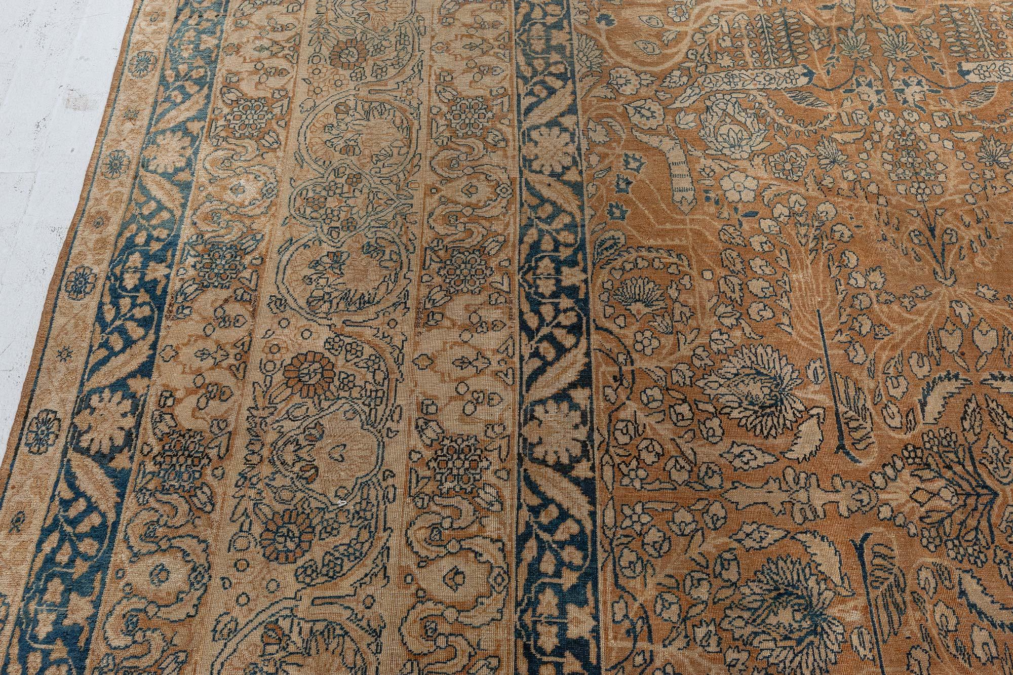 Vintage Persian Kirman Handmade Wool Carpet In Good Condition For Sale In New York, NY