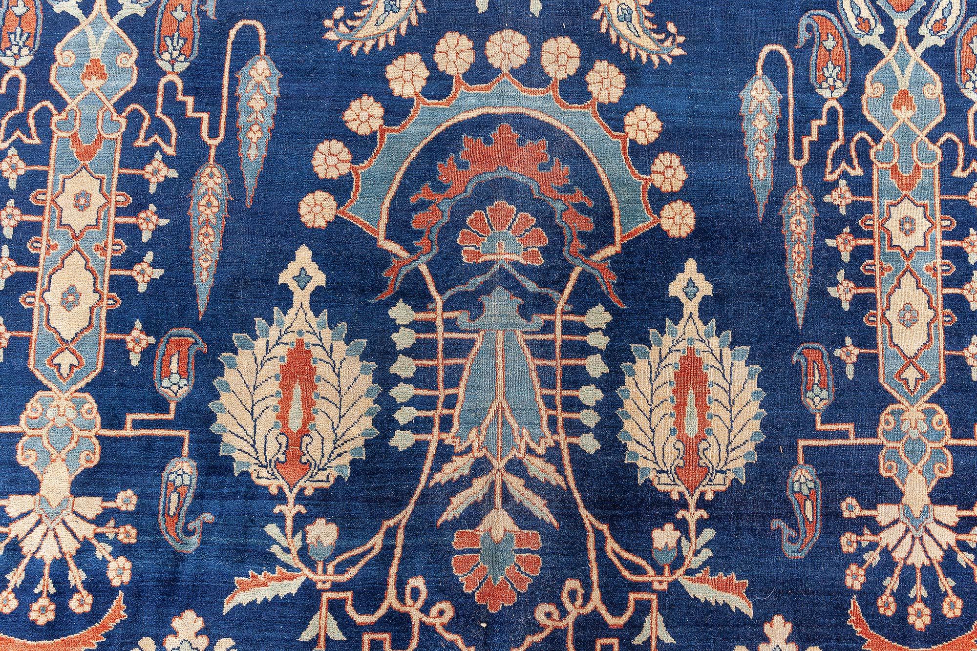 Persischer Kirman Handgefertigter Vintage-Wollteppich Doris Leslie Blau (Wolle) im Angebot