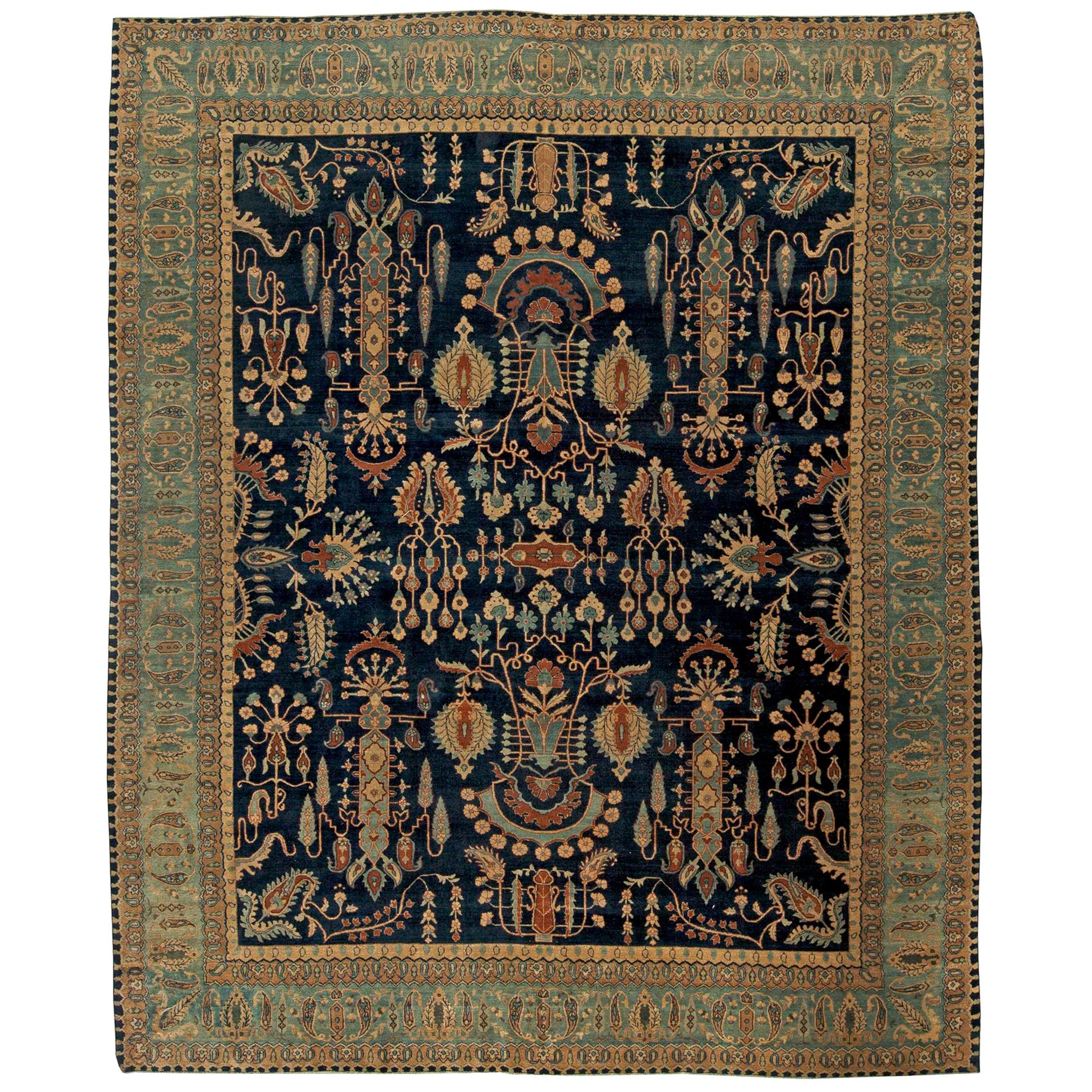 Vintage Persian Kirman Handmade Wool Rug For Sale