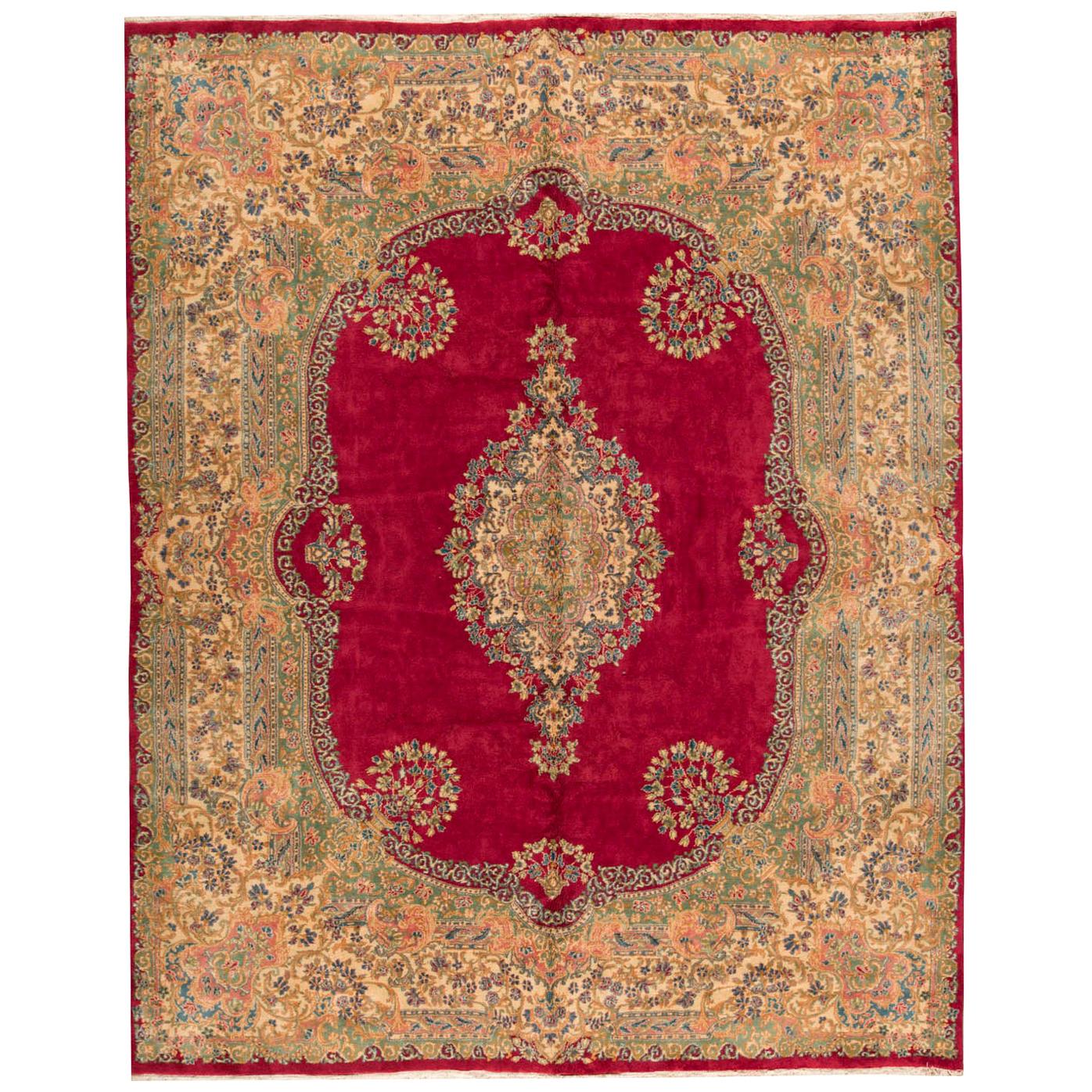 Vintage Persian Kirman Rug, circa 1940 For Sale