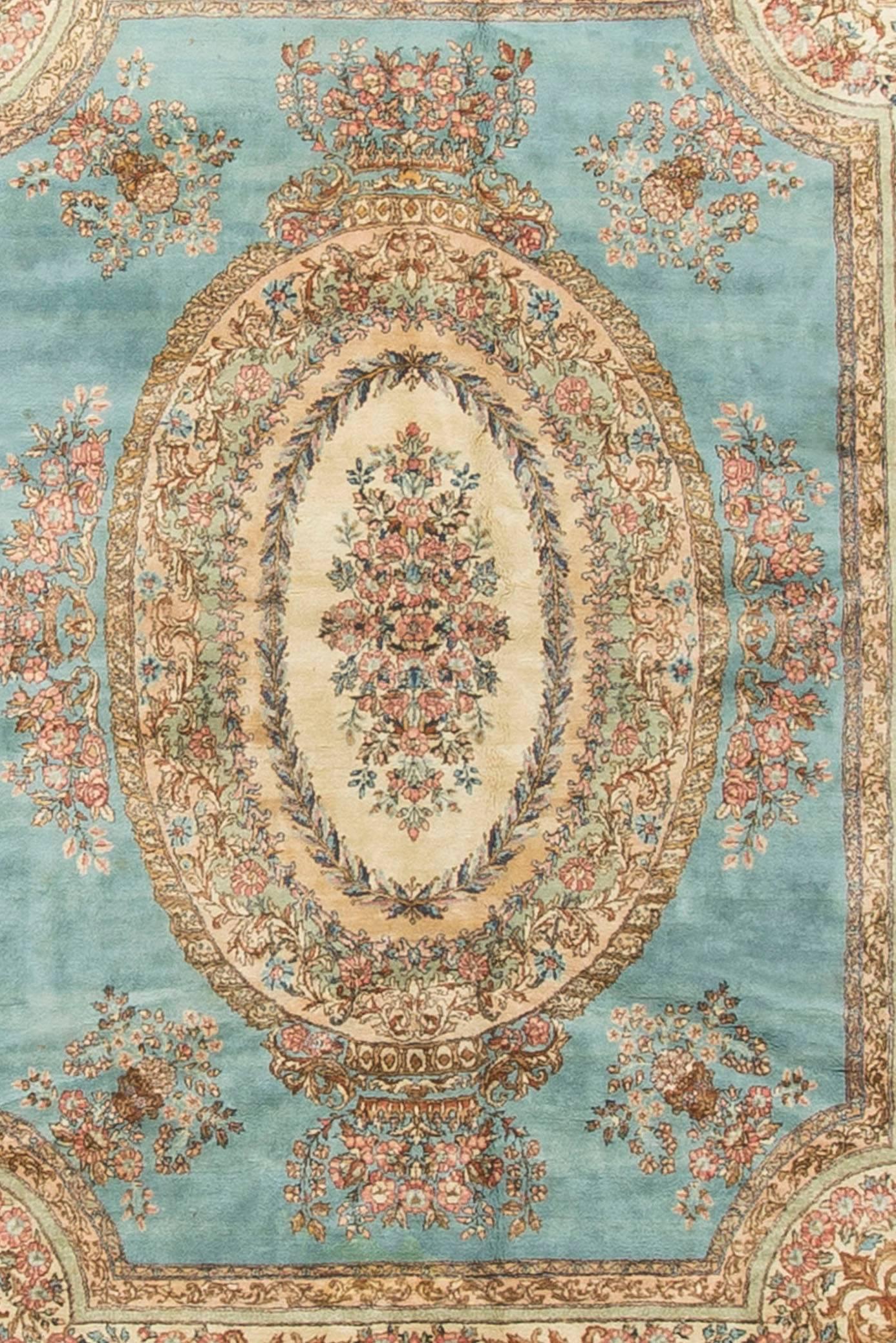 Hand-Woven Vintage Persian Kirman Rug For Sale