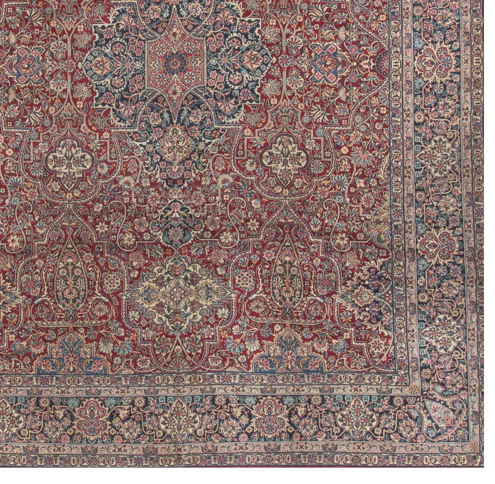 Annodato a mano Tappeto persiano vintage Kirman in vendita