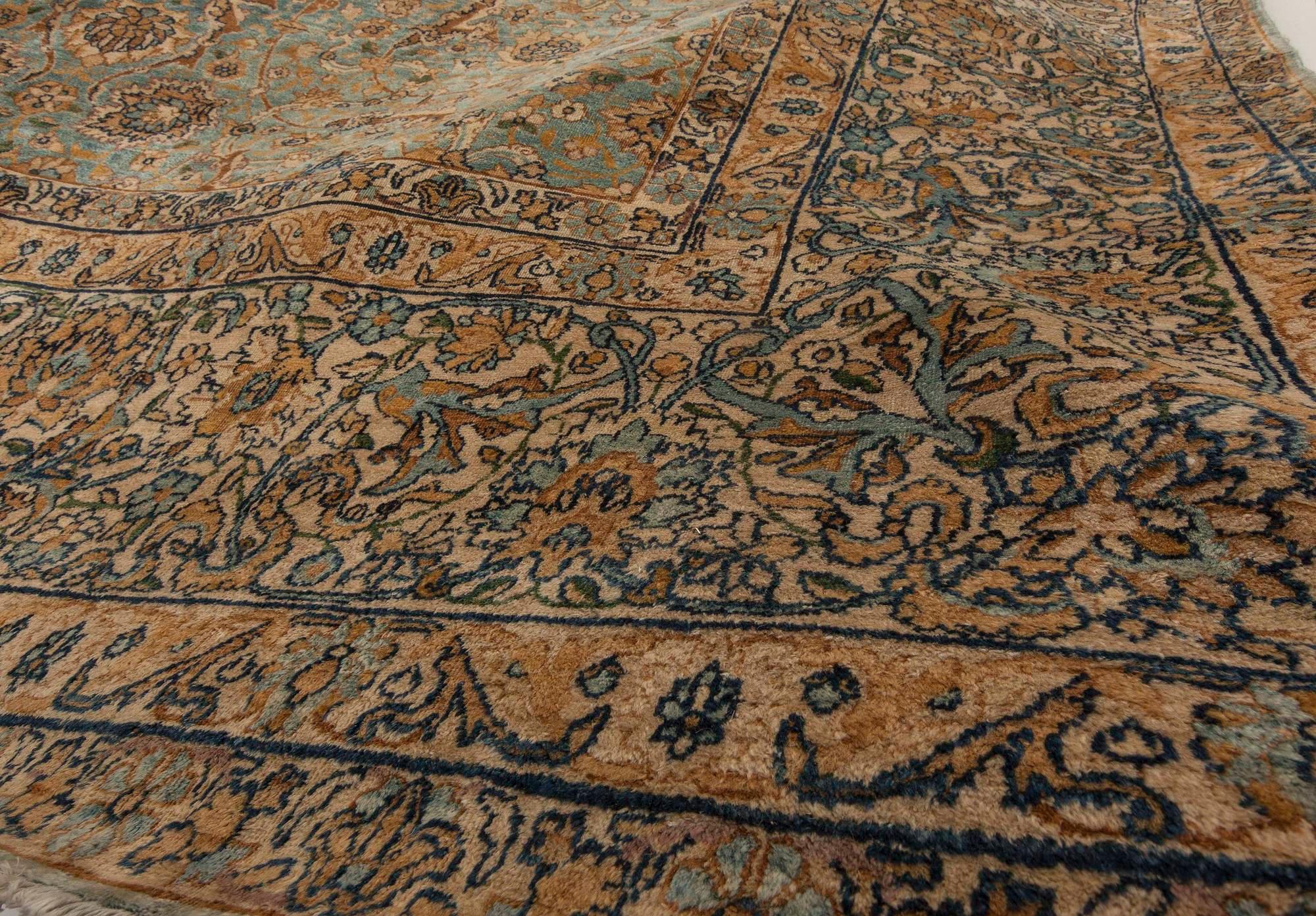 Vintage Persian Kirman Botanic Handmade Wool Rug In Good Condition For Sale In New York, NY
