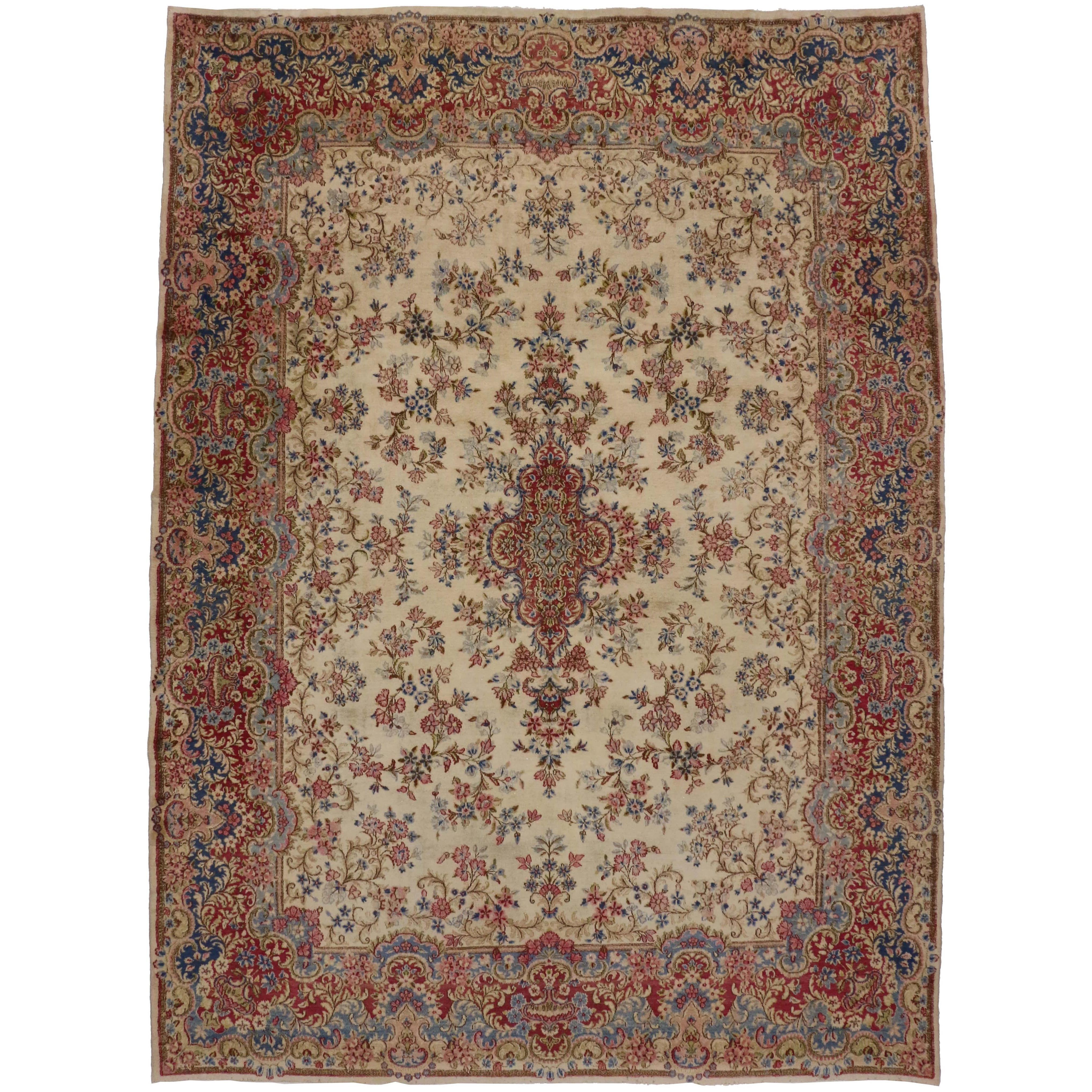 Vintage Persian Kerman Rug with Traditional Style, Kirman Gallery Rug