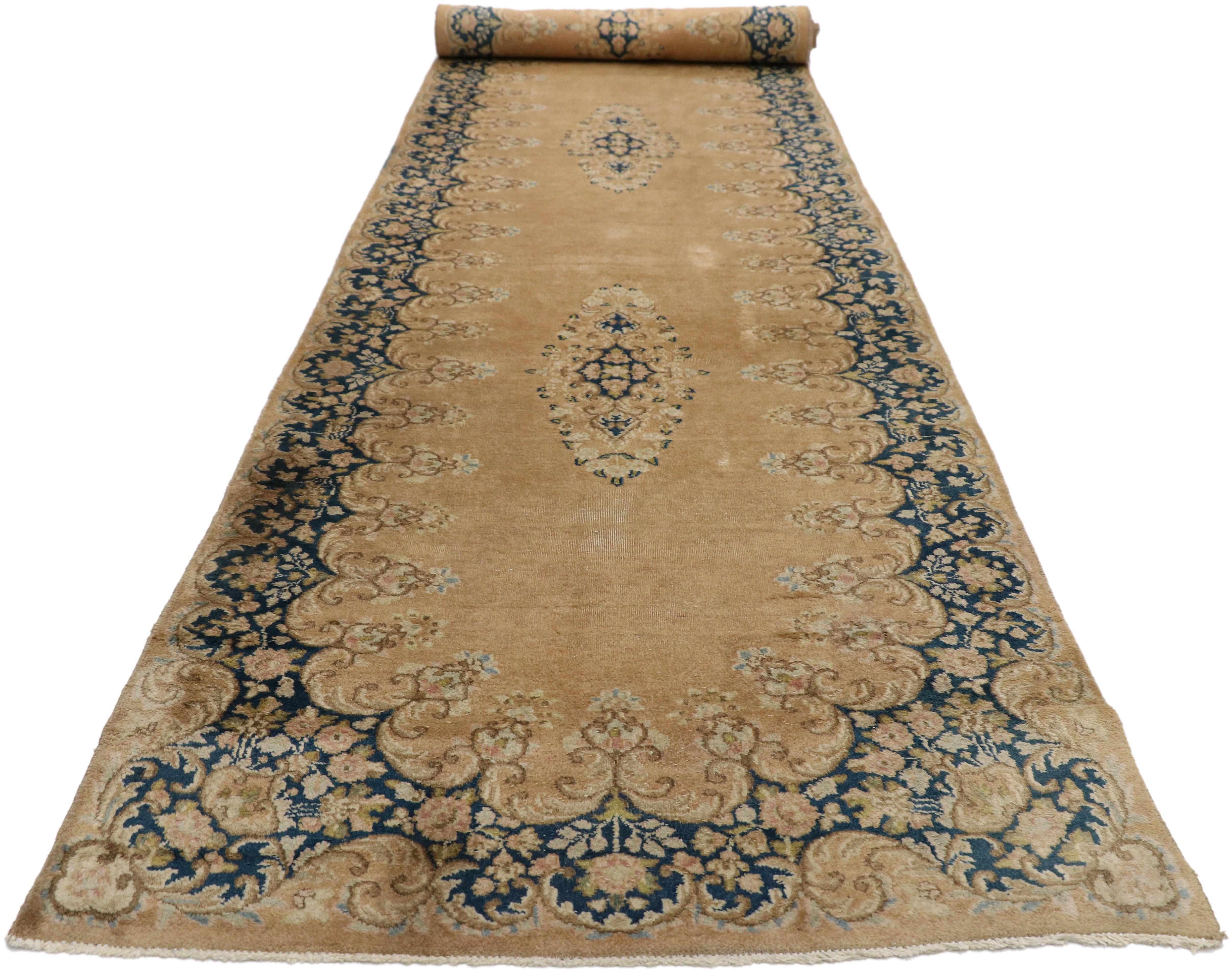 Kirman Vintage Persian Kerman Rug Carpet Runner  For Sale