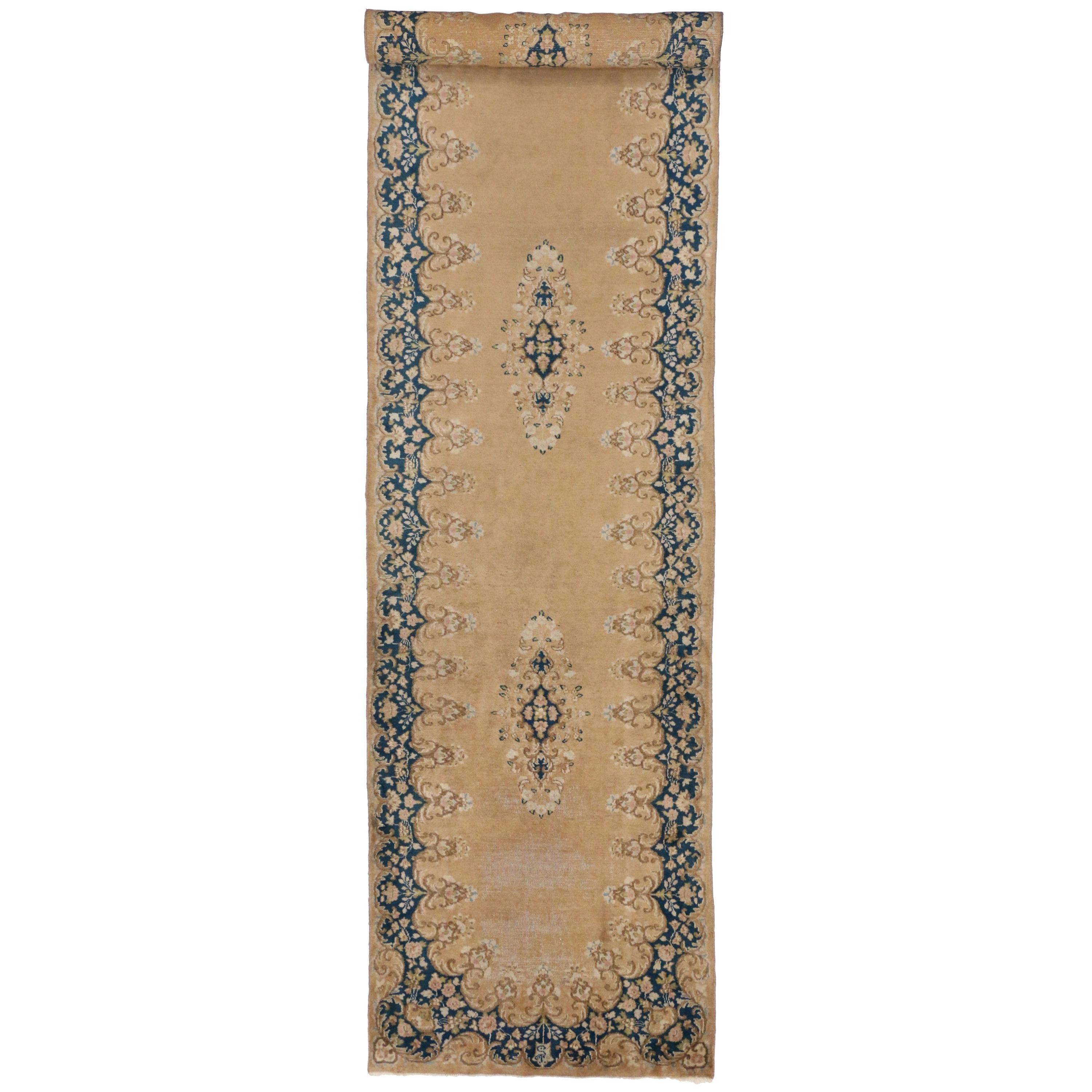 Vintage Persian Kerman Rug Carpet Runner 