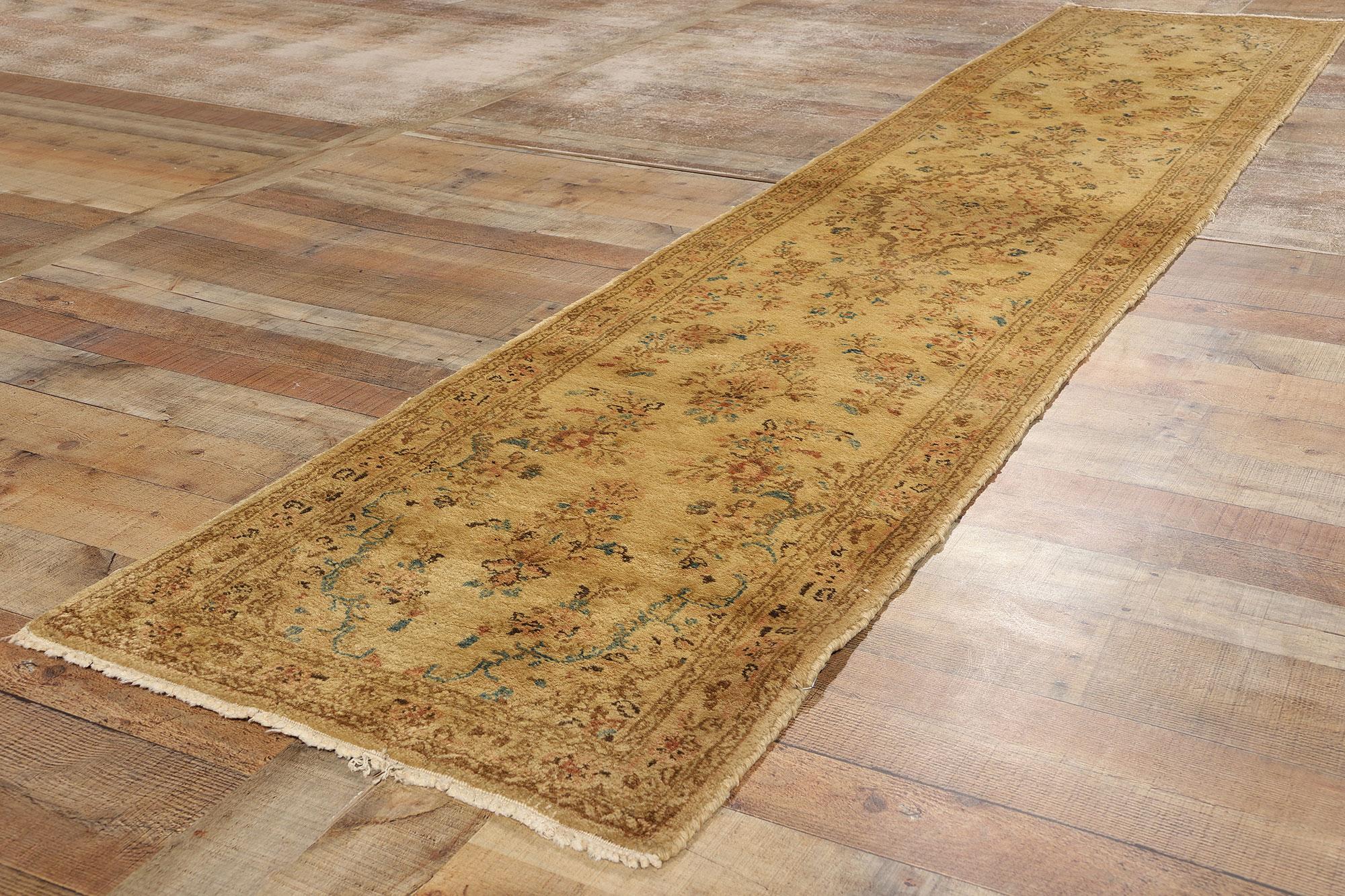 Vintage Persian Kirman Runner, Persian Kerman Hallway Runner In Good Condition For Sale In Dallas, TX