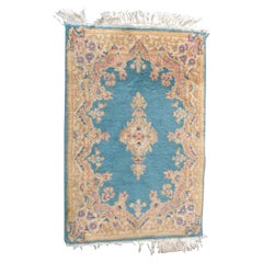 Vintage Persian Kirman Wool Oriental Floral Small Rug, circa 1950