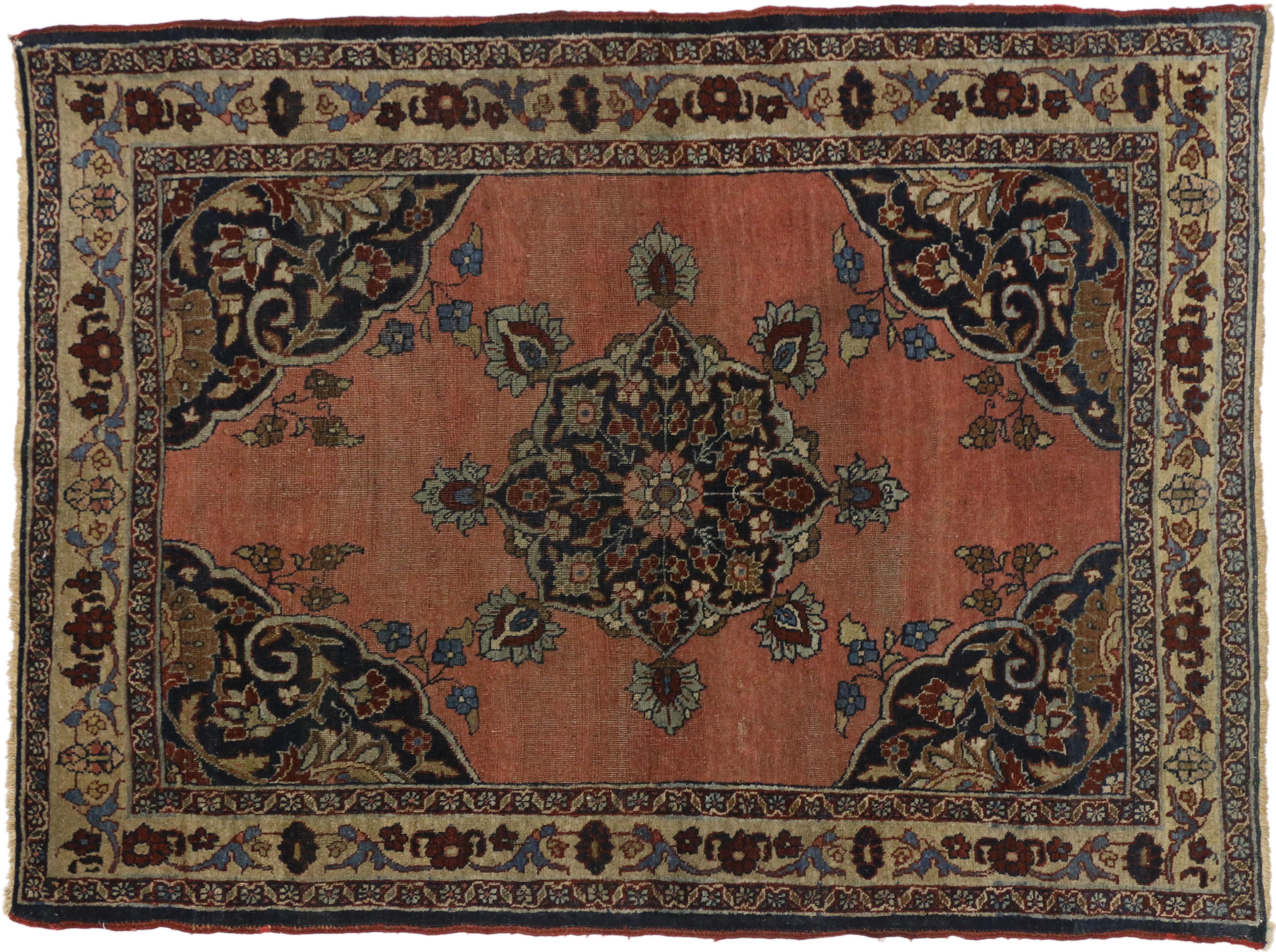 51453 Vintage Persian Kurd Rug with Modern Industrial Style. With its rich waves of abrash and weathered patina, this vintage Persian Kurd rug features a modern industrial style. Impressive in design and immersed in Persian history, this vintage