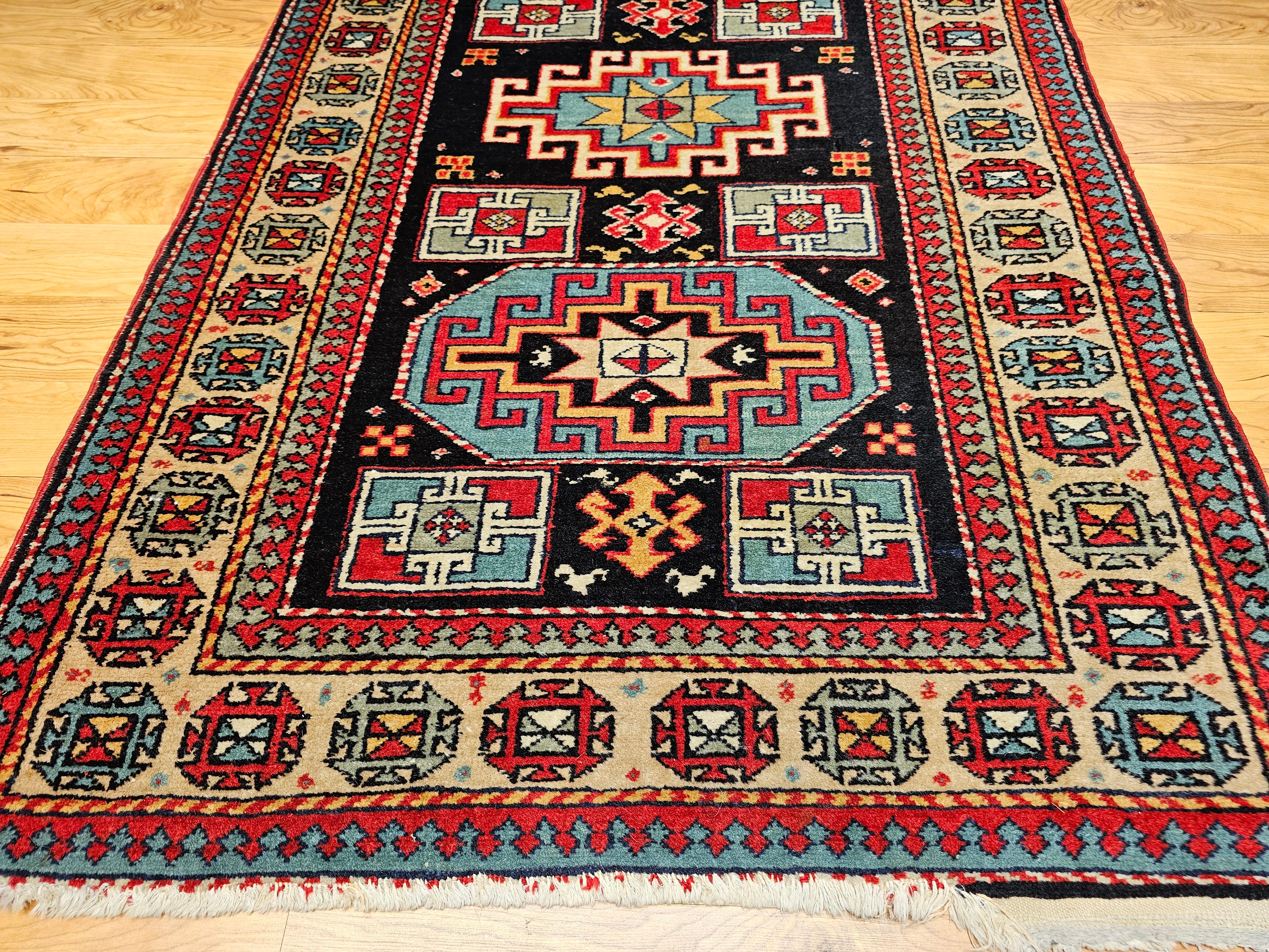 Persian Geometric Patterns Rugs Vintage Persian Kurdish Area Rug in Geometric Pattern in Navy, Tan ...