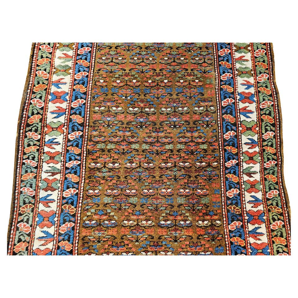 Vintage Persian Kurdish Tribal Area Rug/Wide Runner in Geometric ...