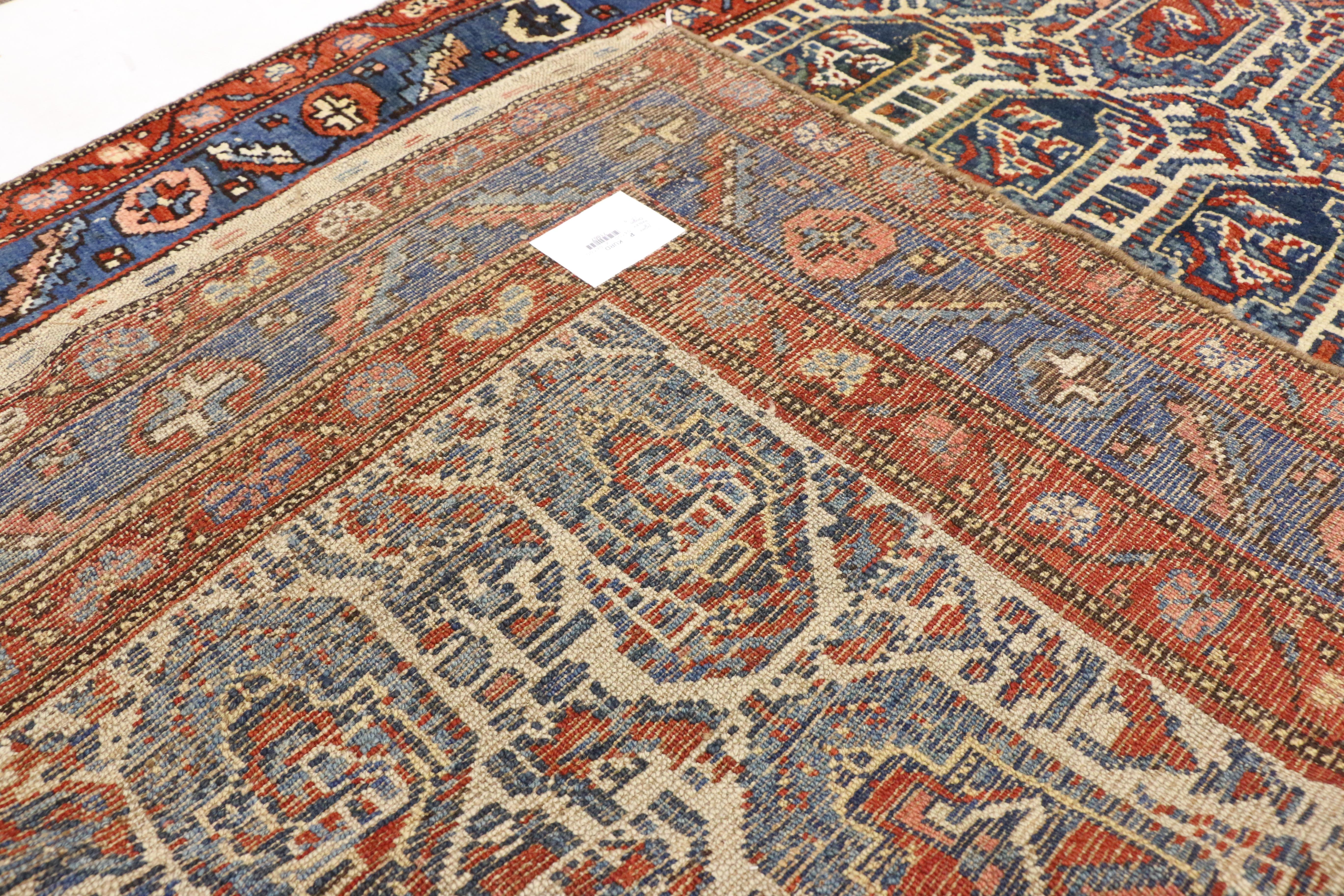 Persischer kurdischer Teppich mit blauem Boteh-Muster aus Persien (Handgeknüpft) im Angebot