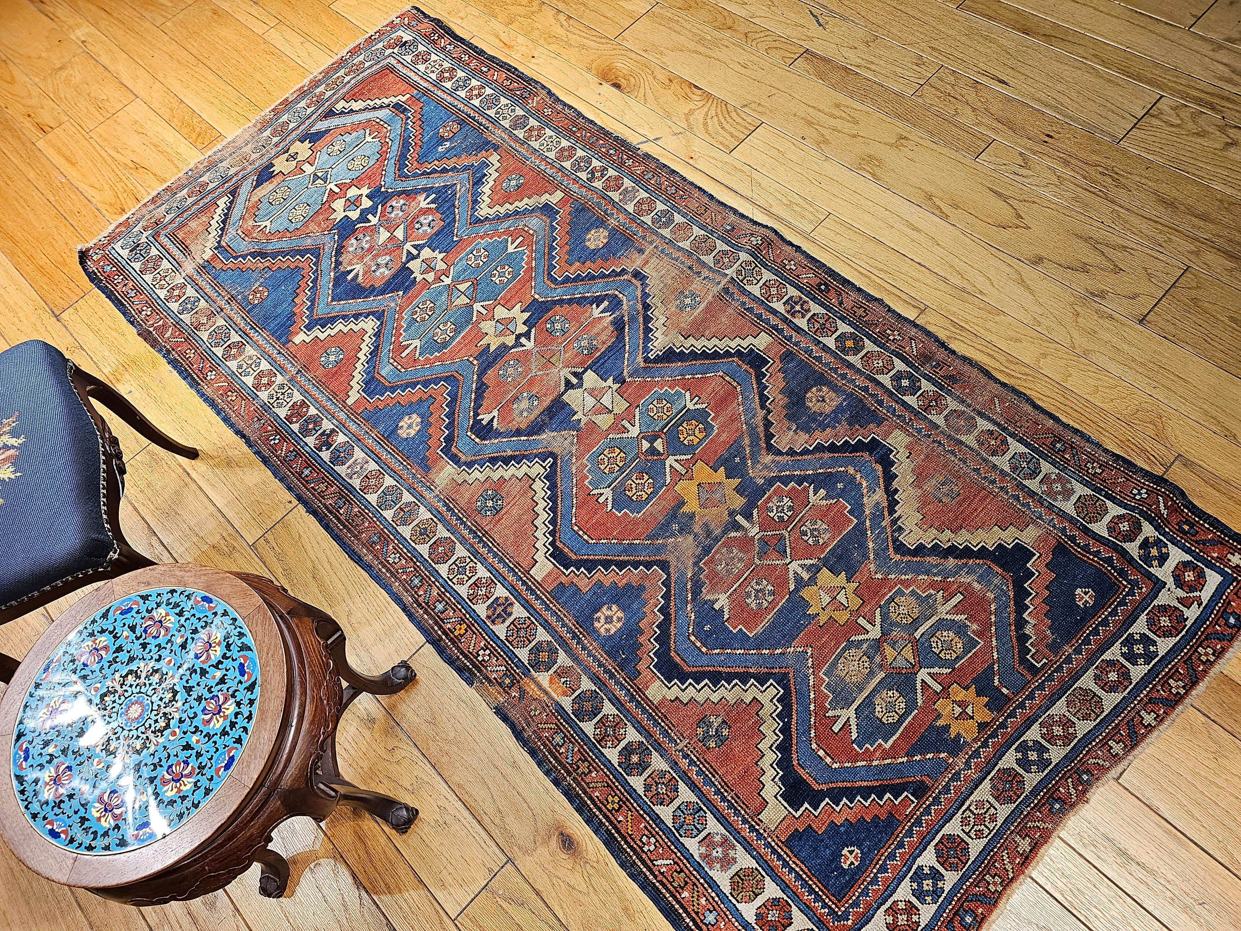 Persischer Kurdischer Stammes-Teppich/Wide-Läufer in geometrischem Muster, Vintage im Angebot 6
