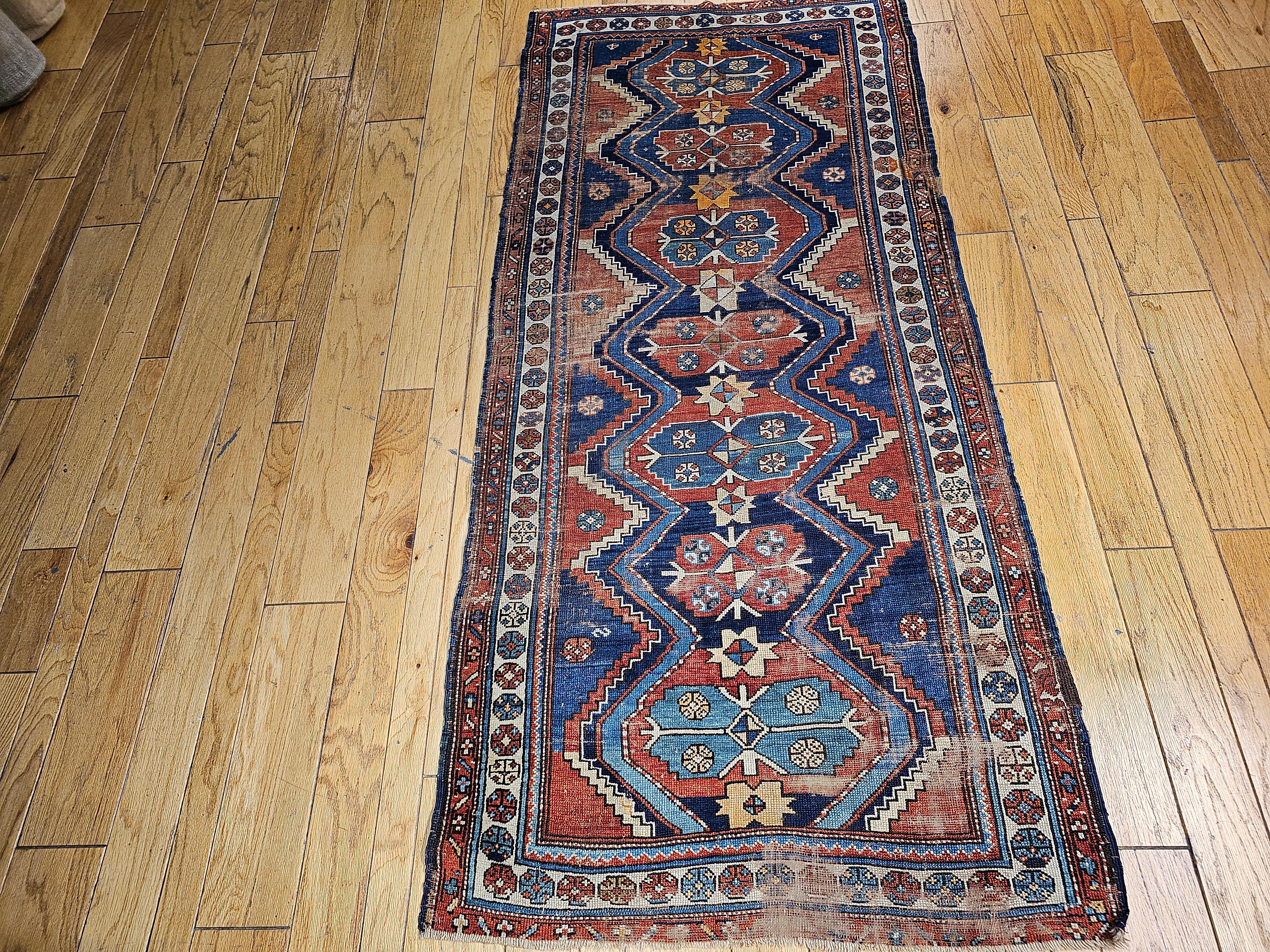 Persischer Kurdischer Stammes-Teppich/Wide-Läufer in geometrischem Muster, Vintage im Angebot 8