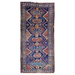 Tapis/runner vintage persan kurde tribal à motif géométrique