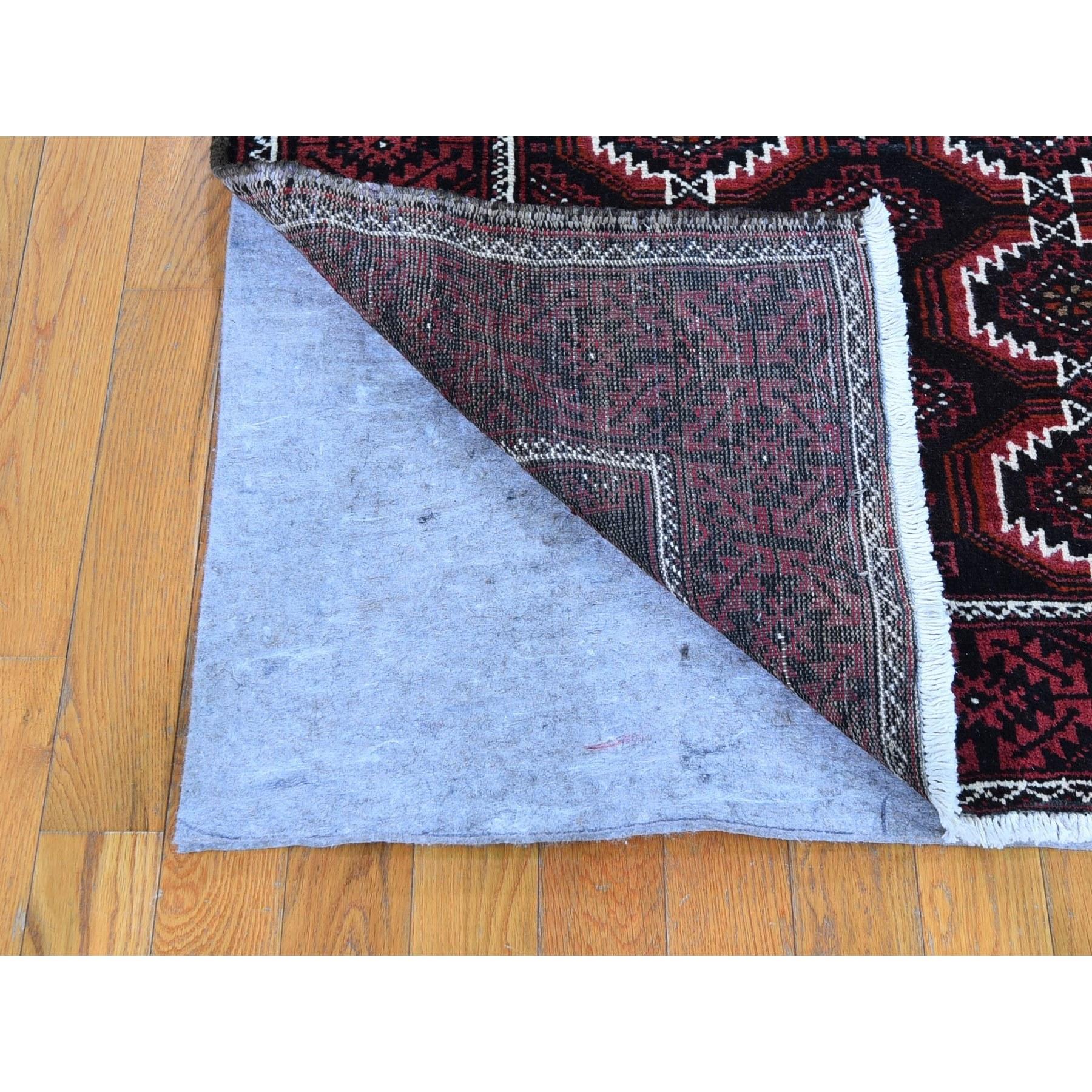 Hand-Knotted Vintage Persian Large Baluch Pure Wool Runner Geometric Handknotted Oriental Rug For Sale