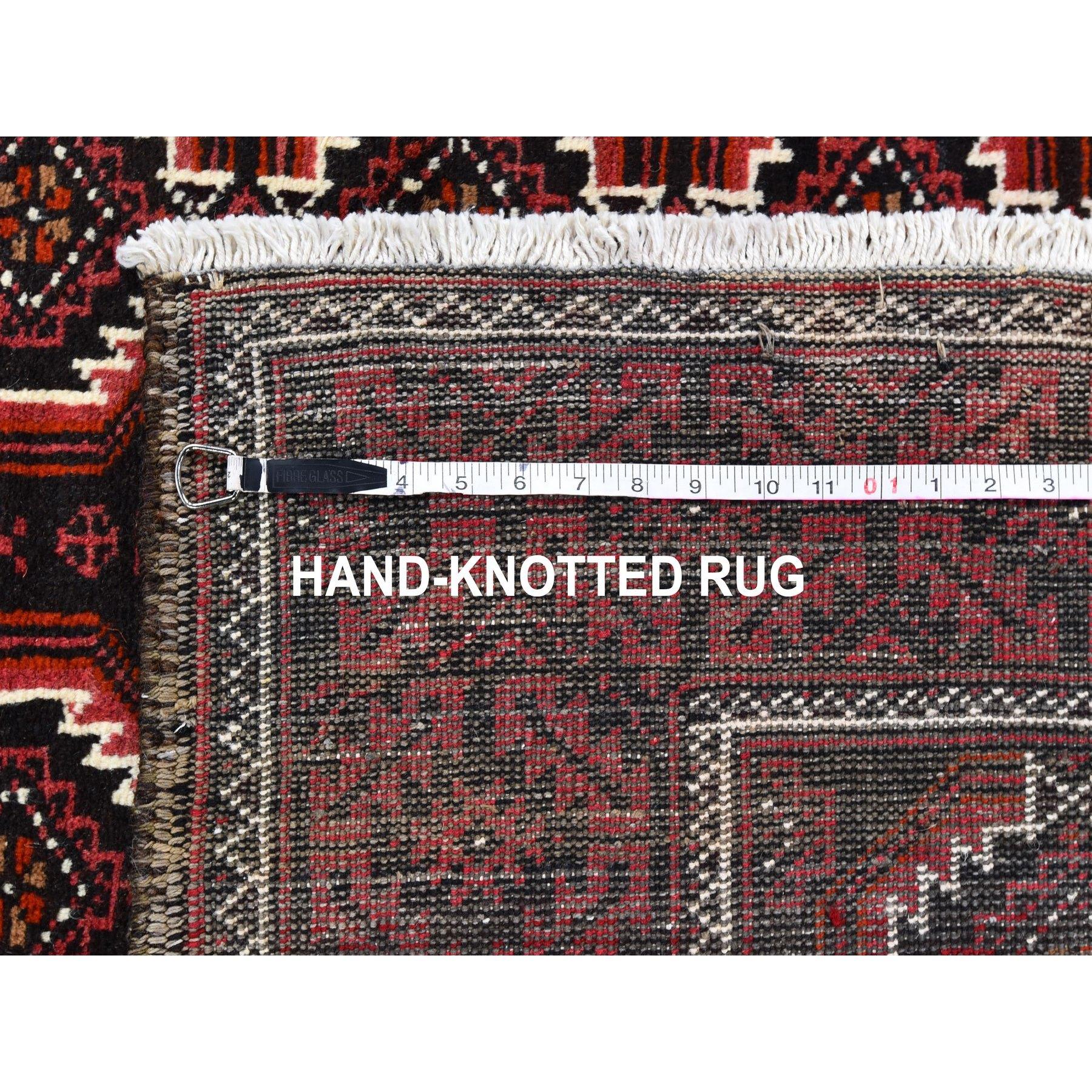 Vintage Persian Large Baluch Pure Wool Runner Geometric Handknotted Oriental Rug For Sale 1