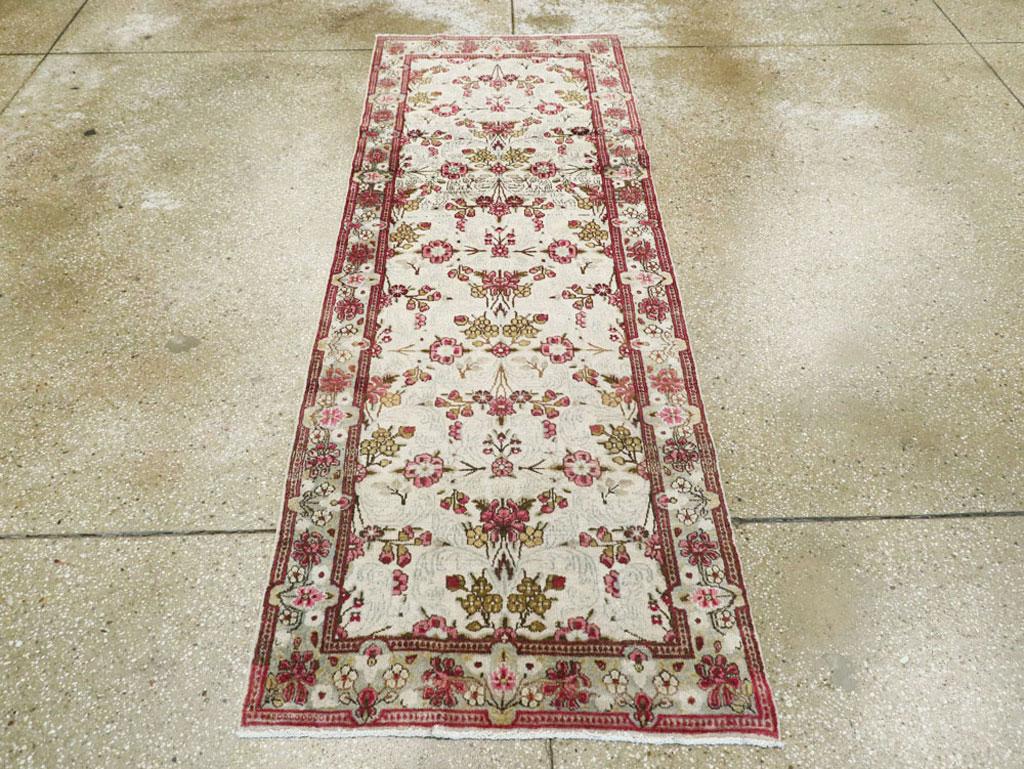 Hand-Knotted Vintage Persian Lavar Kerman Runner