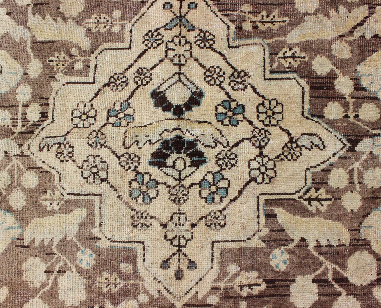 Semi Antique Persian Lilihan Rug in Brown and Earth Colors For Sale 4