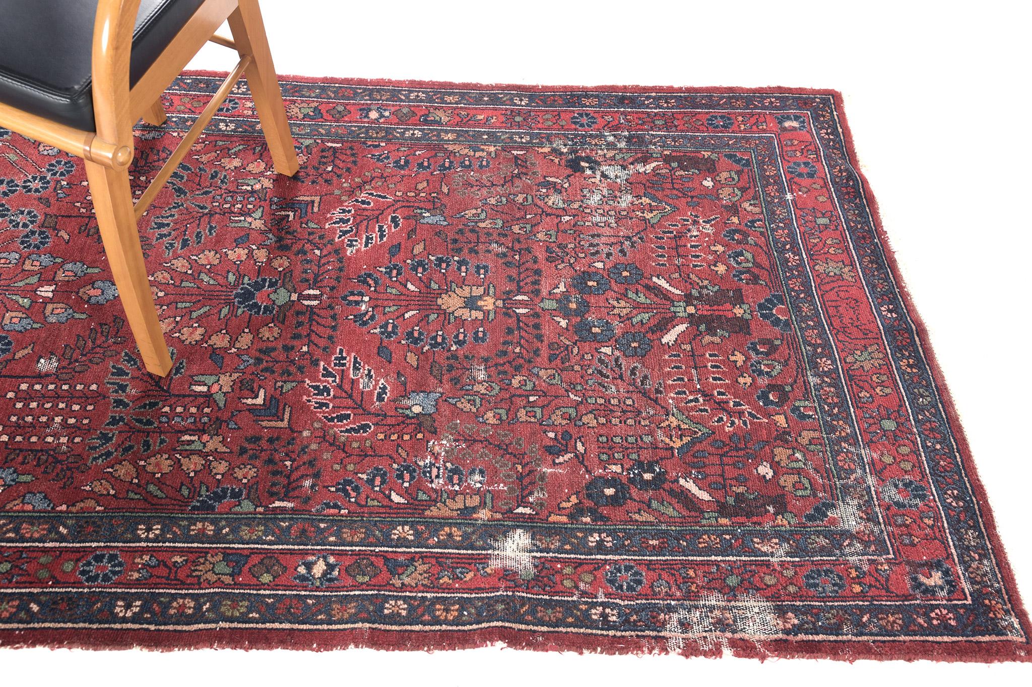 Vintage Persian Lilihan Runner In Fair Condition For Sale In WEST HOLLYWOOD, CA