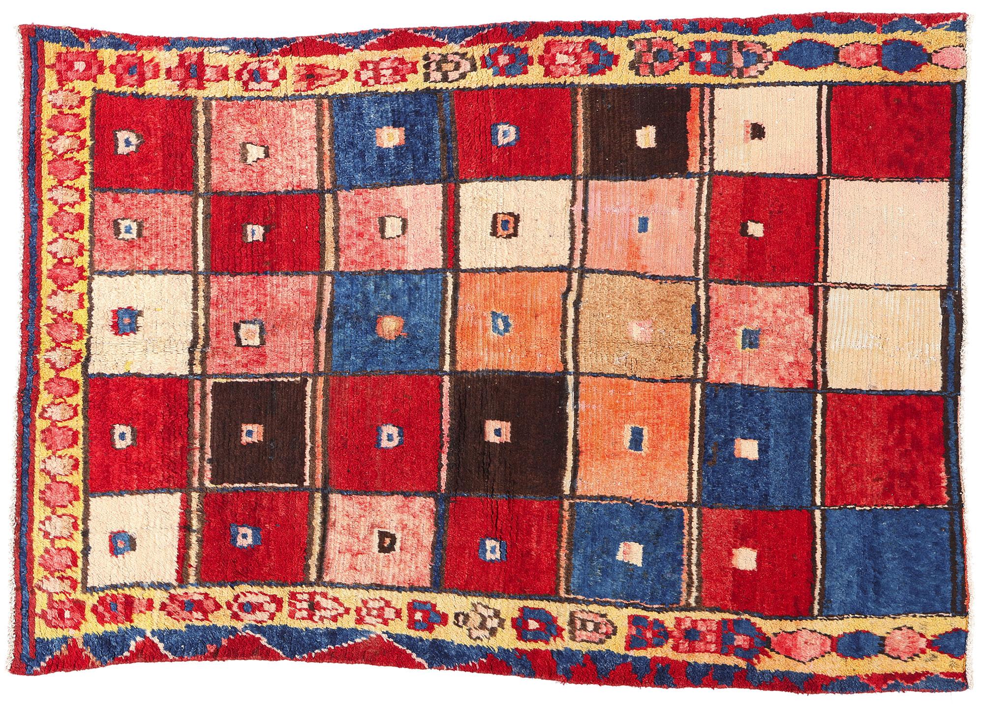 Persischer Lori-Schachbrett-Teppich im Vintage-Stil im Angebot 2