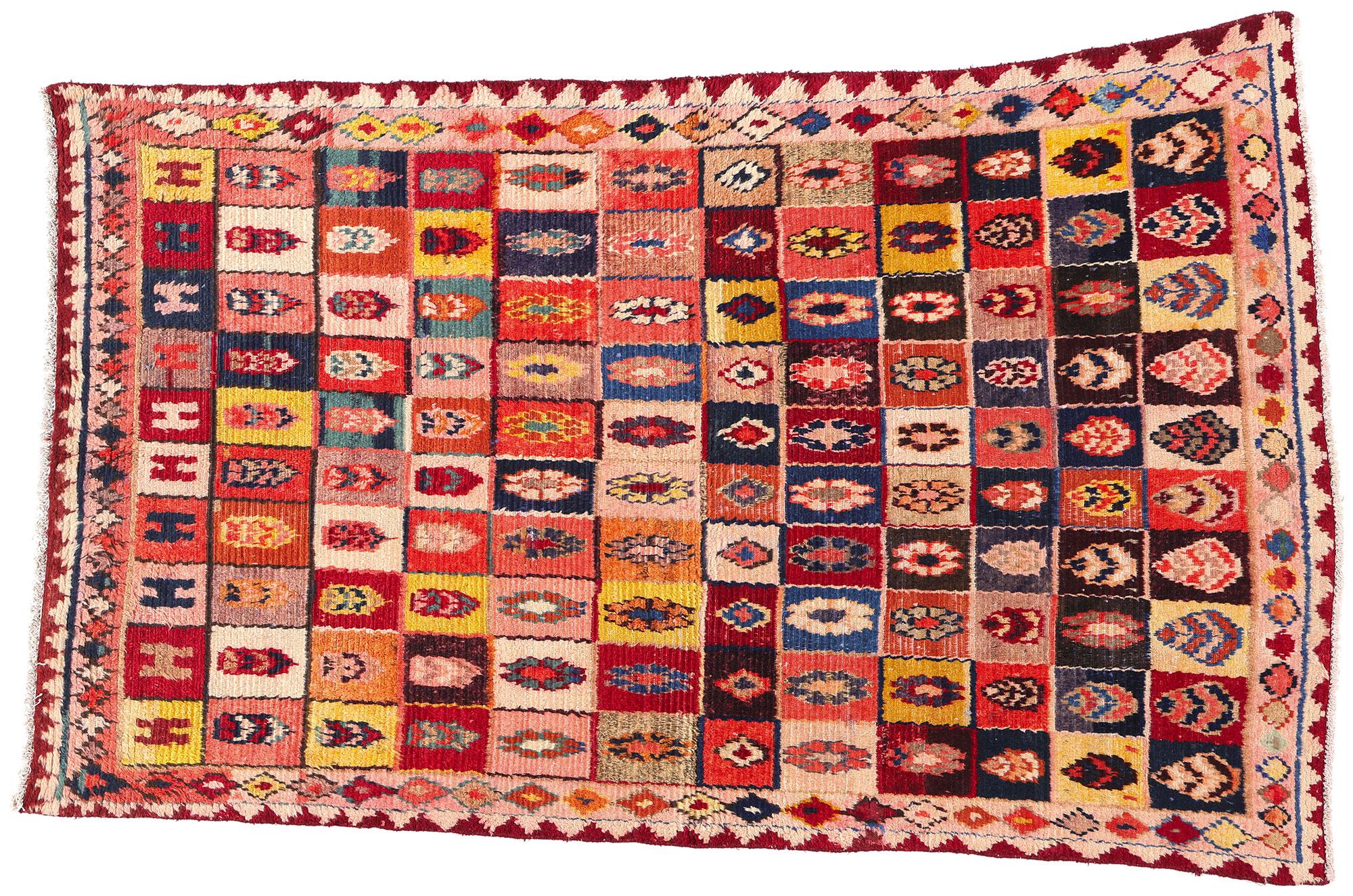Persischer Lori-Schachbrett-Teppich im Vintage-Stil im Angebot 3