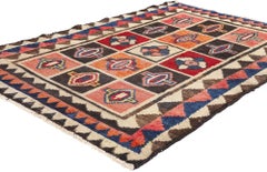 Vintage Persian Lori Checkerboard Carpet