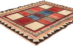 Vintage Persian Lori Checkerboard Carpet