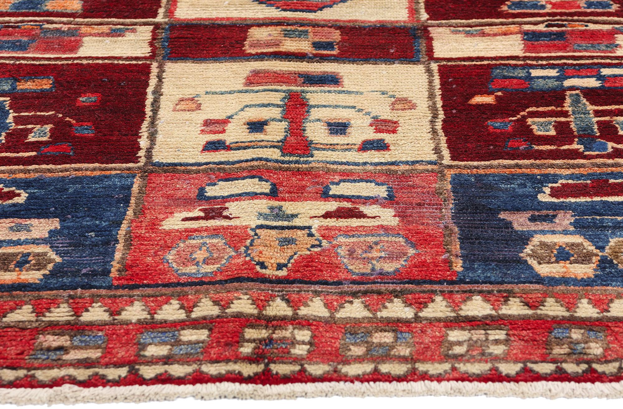 Persischer Lori-Schachbrett-Teppich im Vintage-Stil (Handgeknüpft) im Angebot