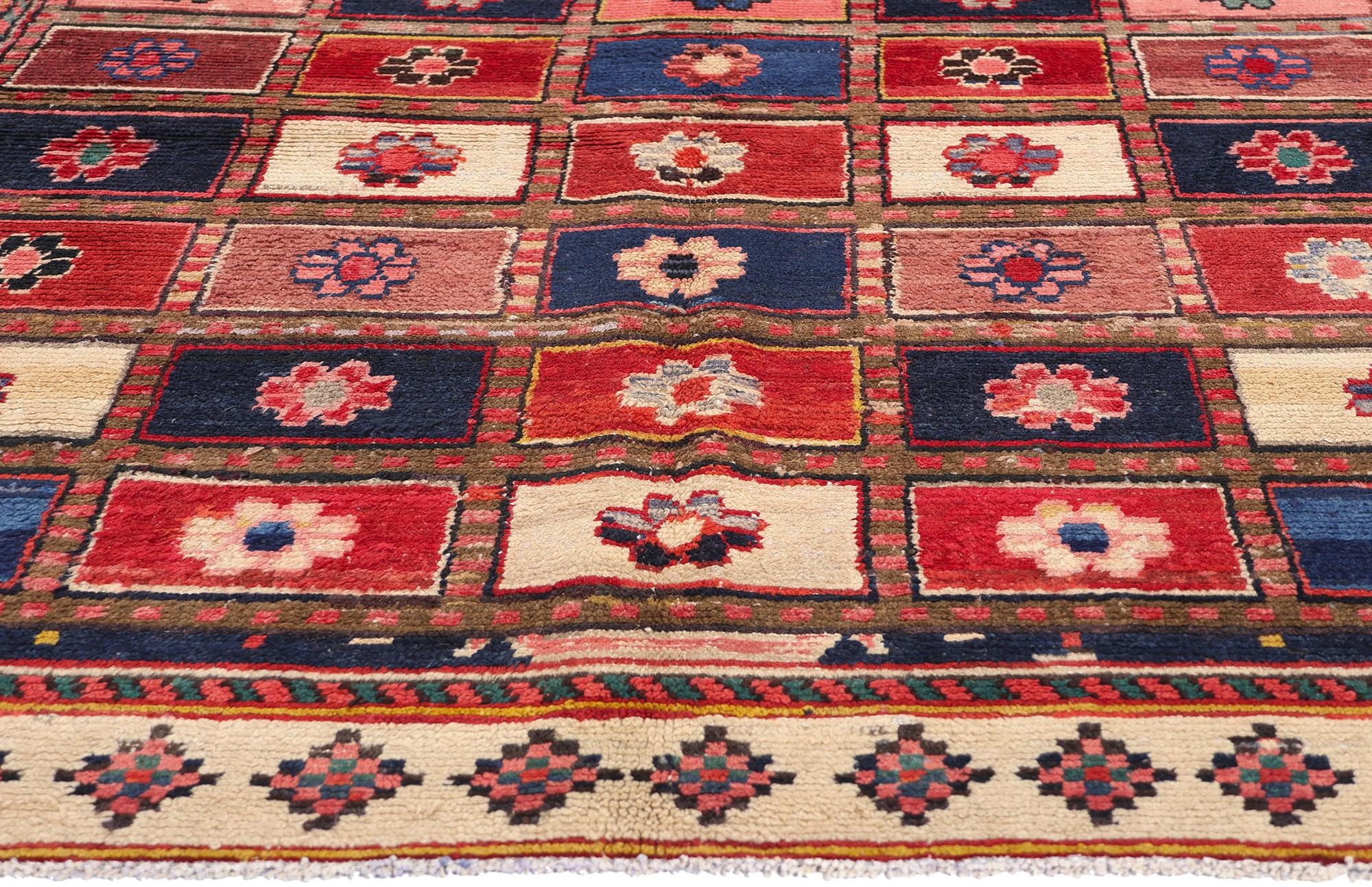 Persischer Lori-Schachbrett-Teppich im Vintage-Stil (Handgeknüpft) im Angebot