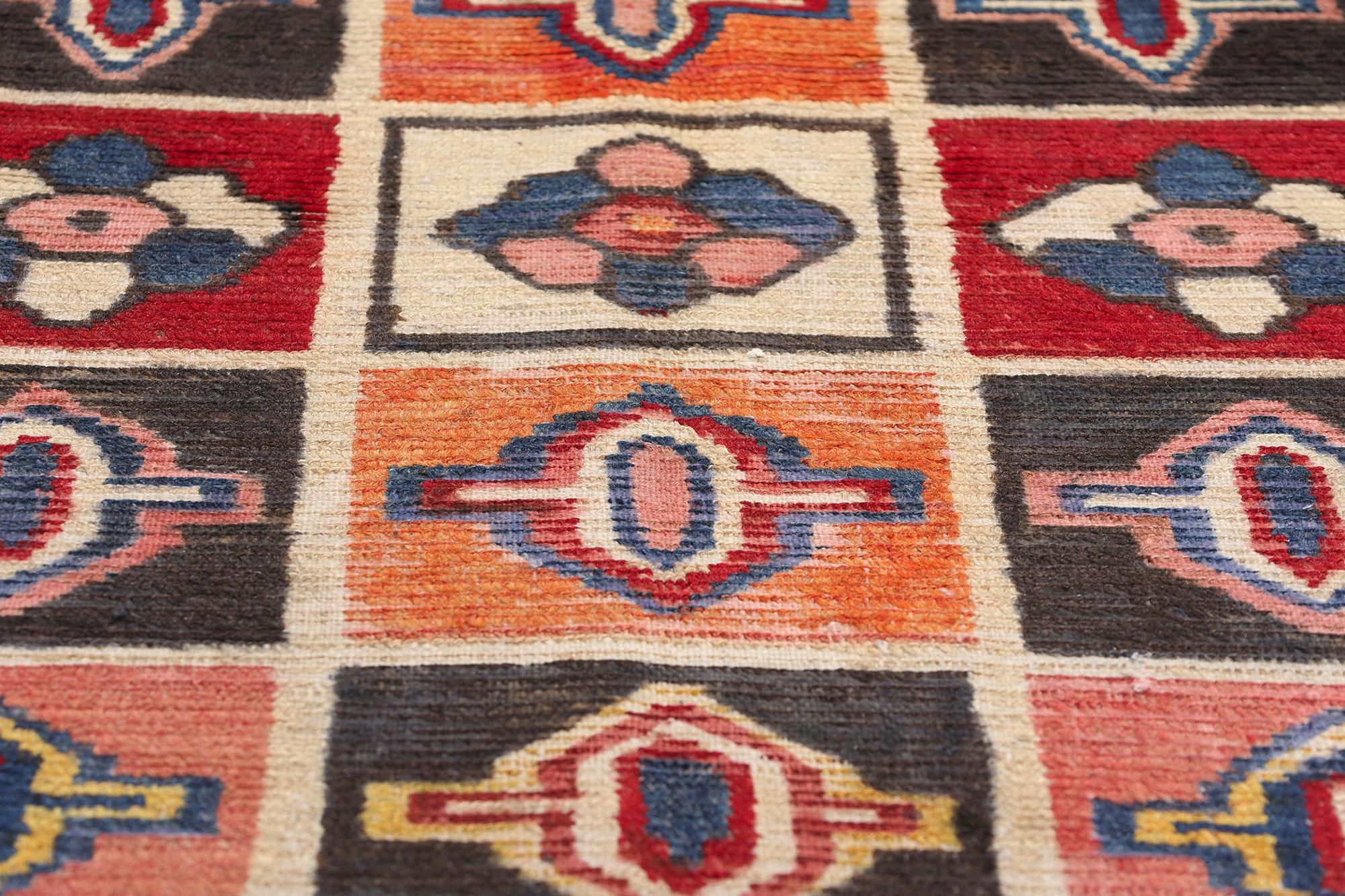 Persischer Lori-Schachbrett-Teppich im Vintage-Stil im Zustand „Gut“ im Angebot in Dallas, TX