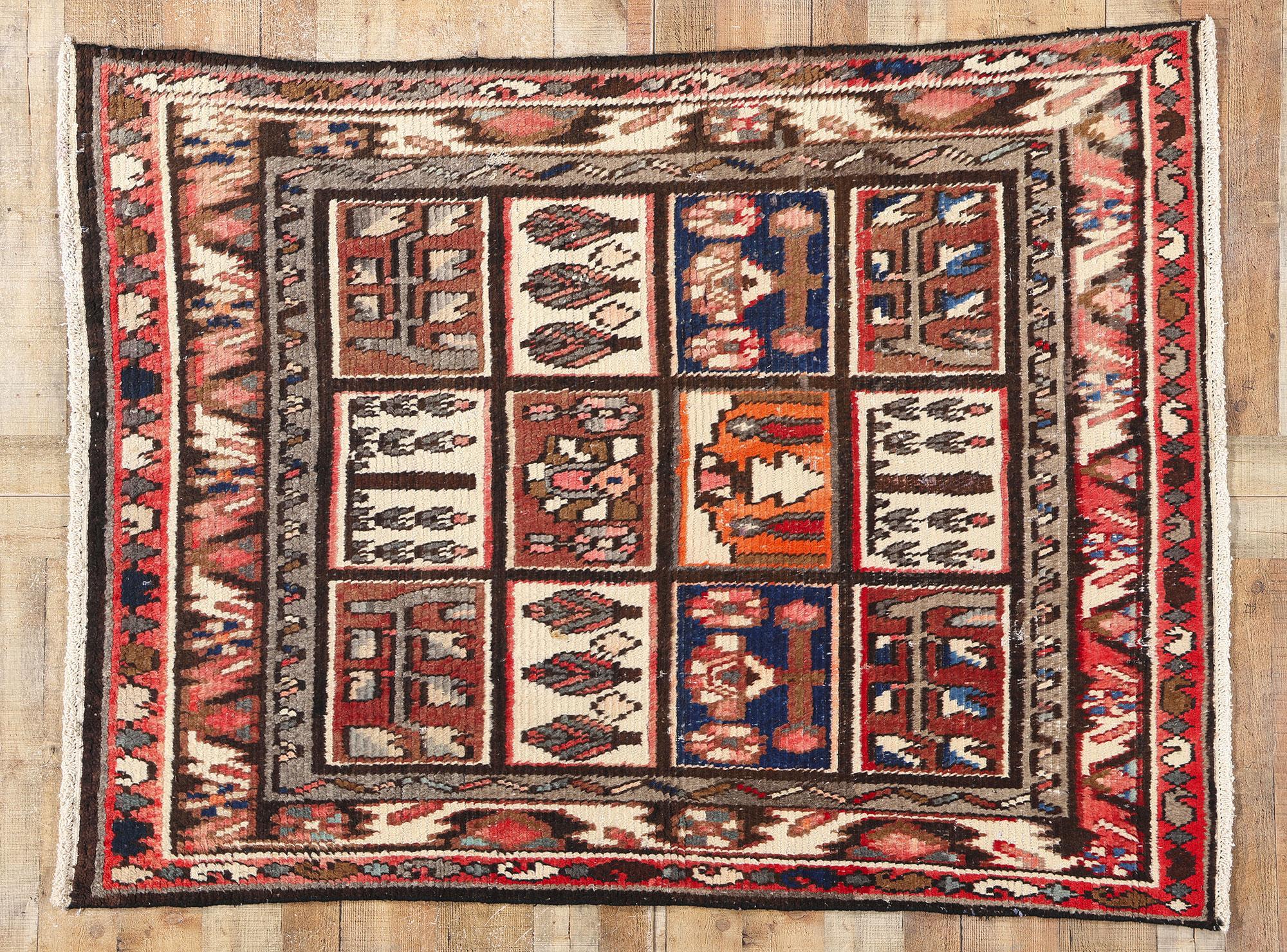 Persischer Lori-Schachbrett-Teppich im Vintage-Stil (Wolle) im Angebot
