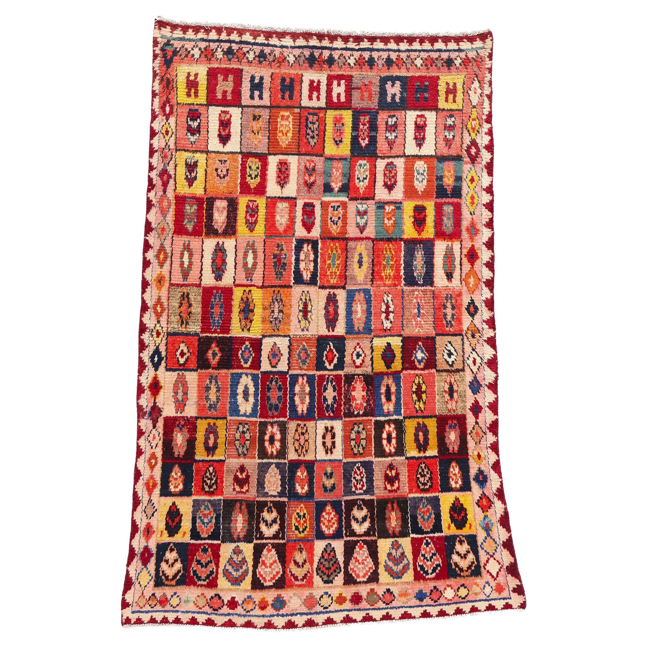 Persischer Lori-Schachbrett-Teppich im Vintage-Stil