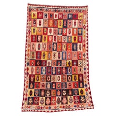 Vintage Persian Lori Checkerboard Carpet