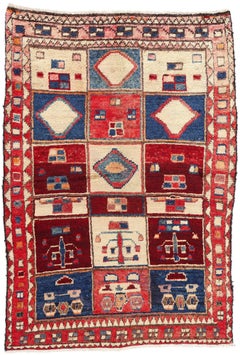 Vintage Persian Lori Checkerboard Carpet