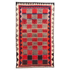 Vintage Persian Lori Checkerboard Carpet