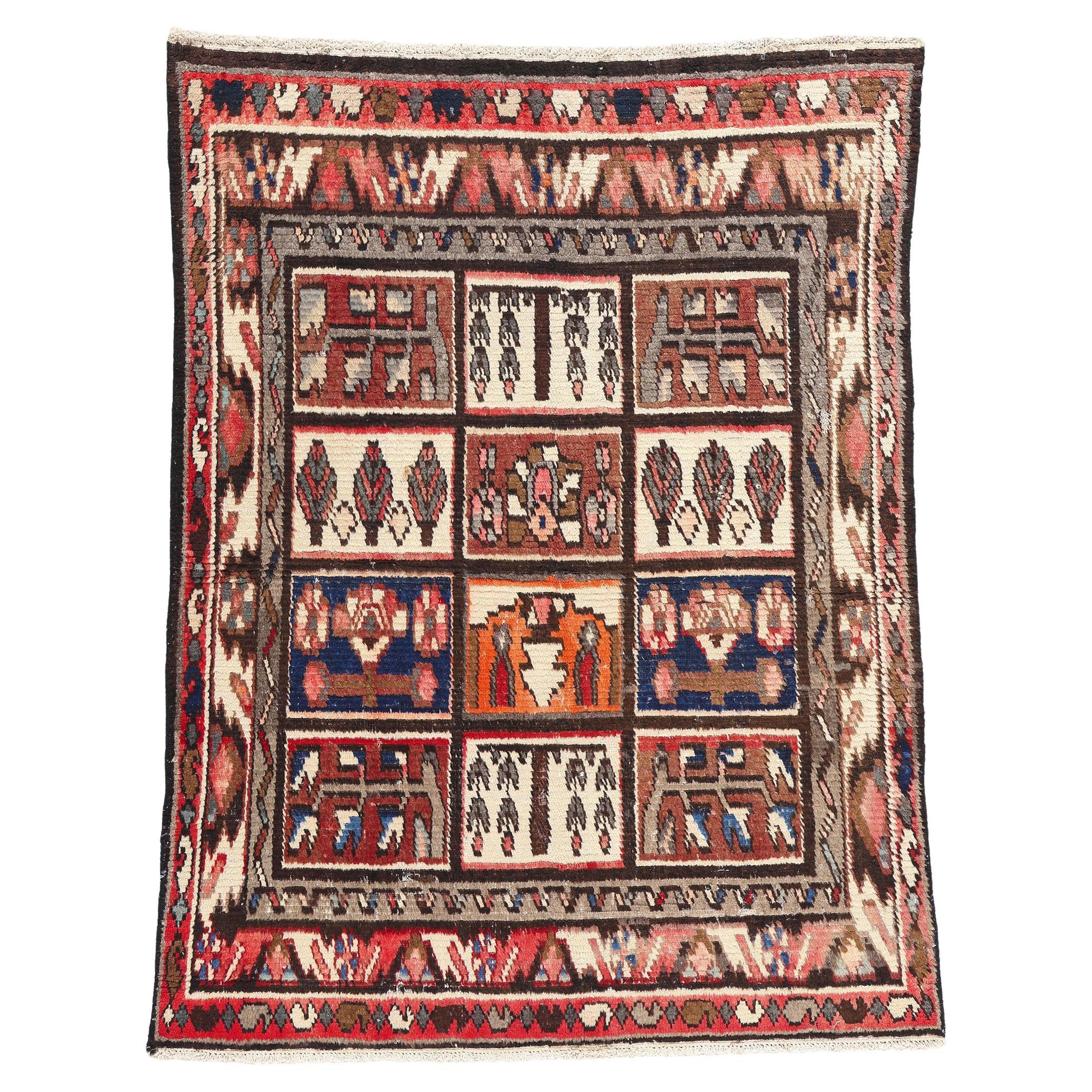 Vintage Persian Lori Checkerboard Carpet