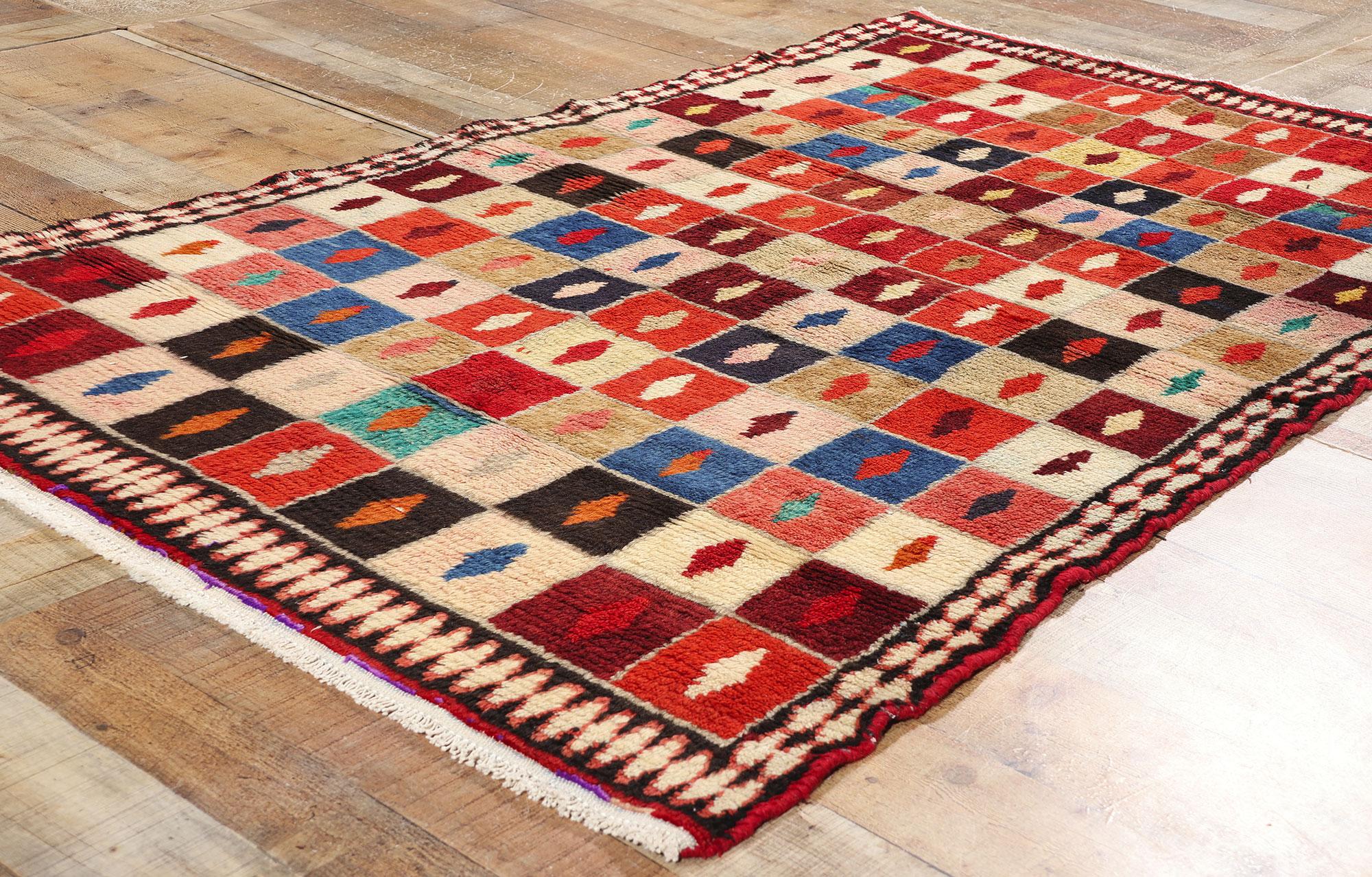 Persischer Lori Checkerboard-Diamant-Teppich im Vintage-Stil (Wolle) im Angebot